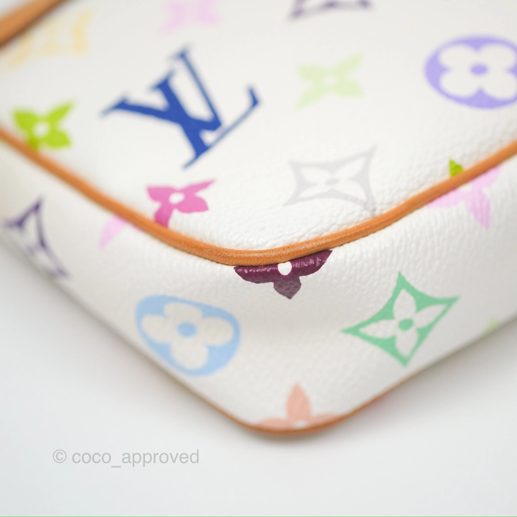 Louis Vuitton x Takashi Murakami Pochette White Rainbow Monogram
