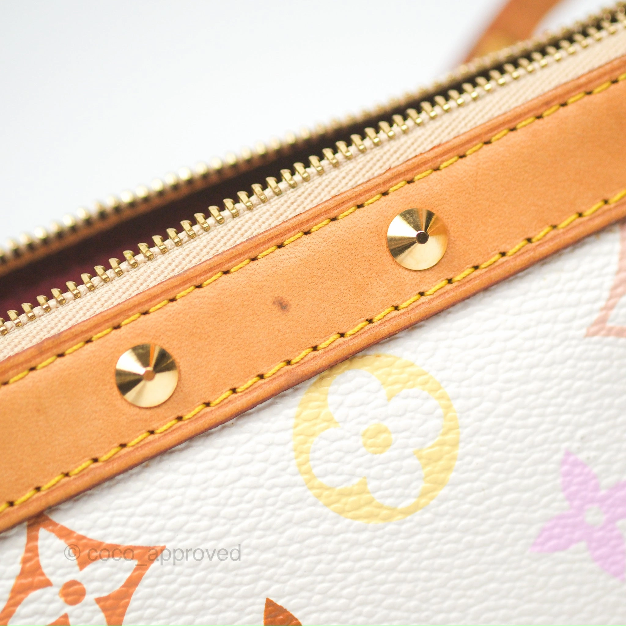 Louis Vuitton x Takashi Murakami Pochette White Rainbow Monogram
