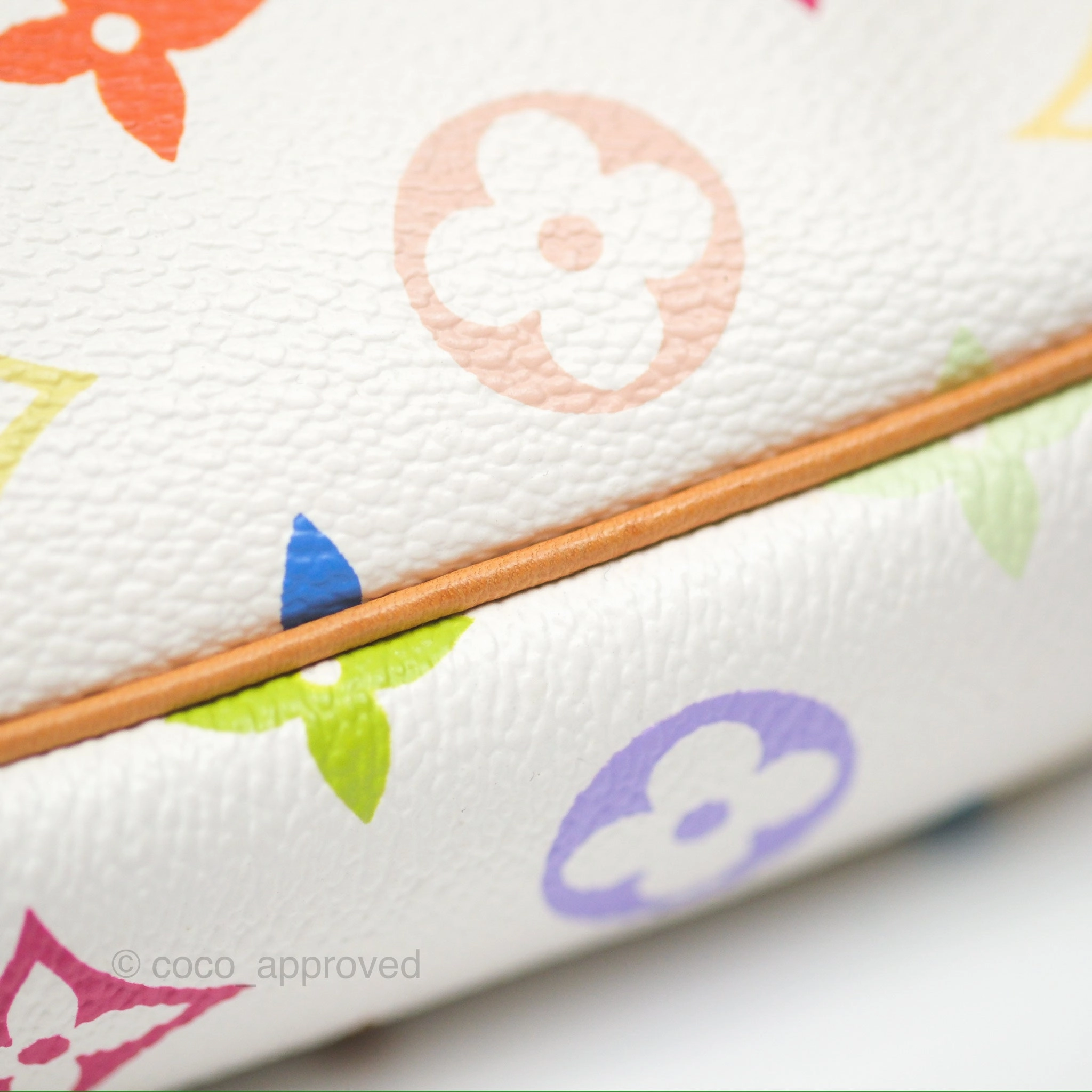 Louis Vuitton x Takashi Murakami Pochette White Rainbow Monogram