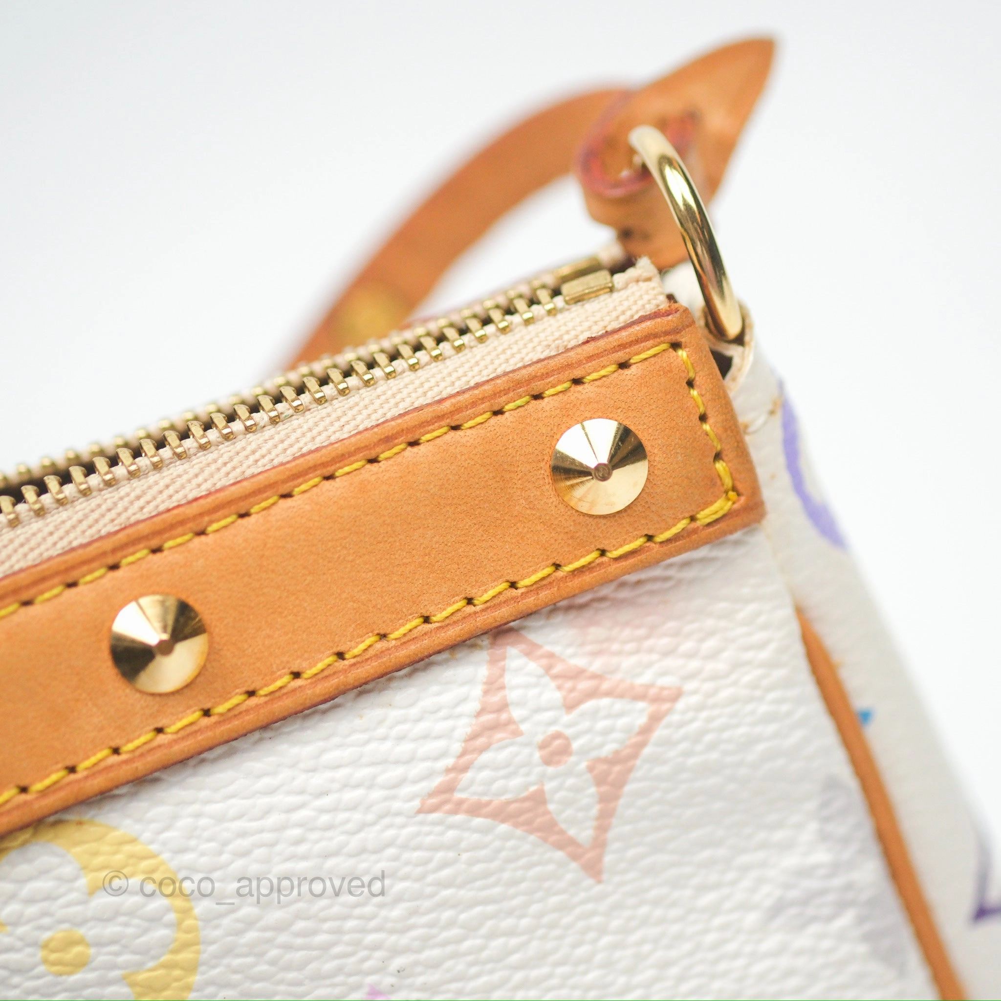 Louis Vuitton x Takashi Murakami Pochette White Rainbow Monogram
