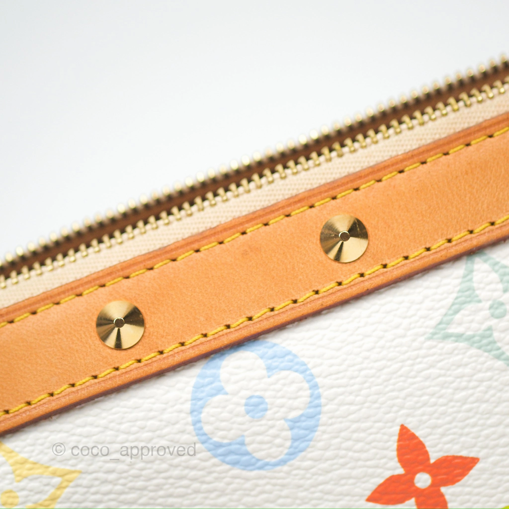 Louis Vuitton x Takashi Murakami Pochette White Rainbow Monogram
