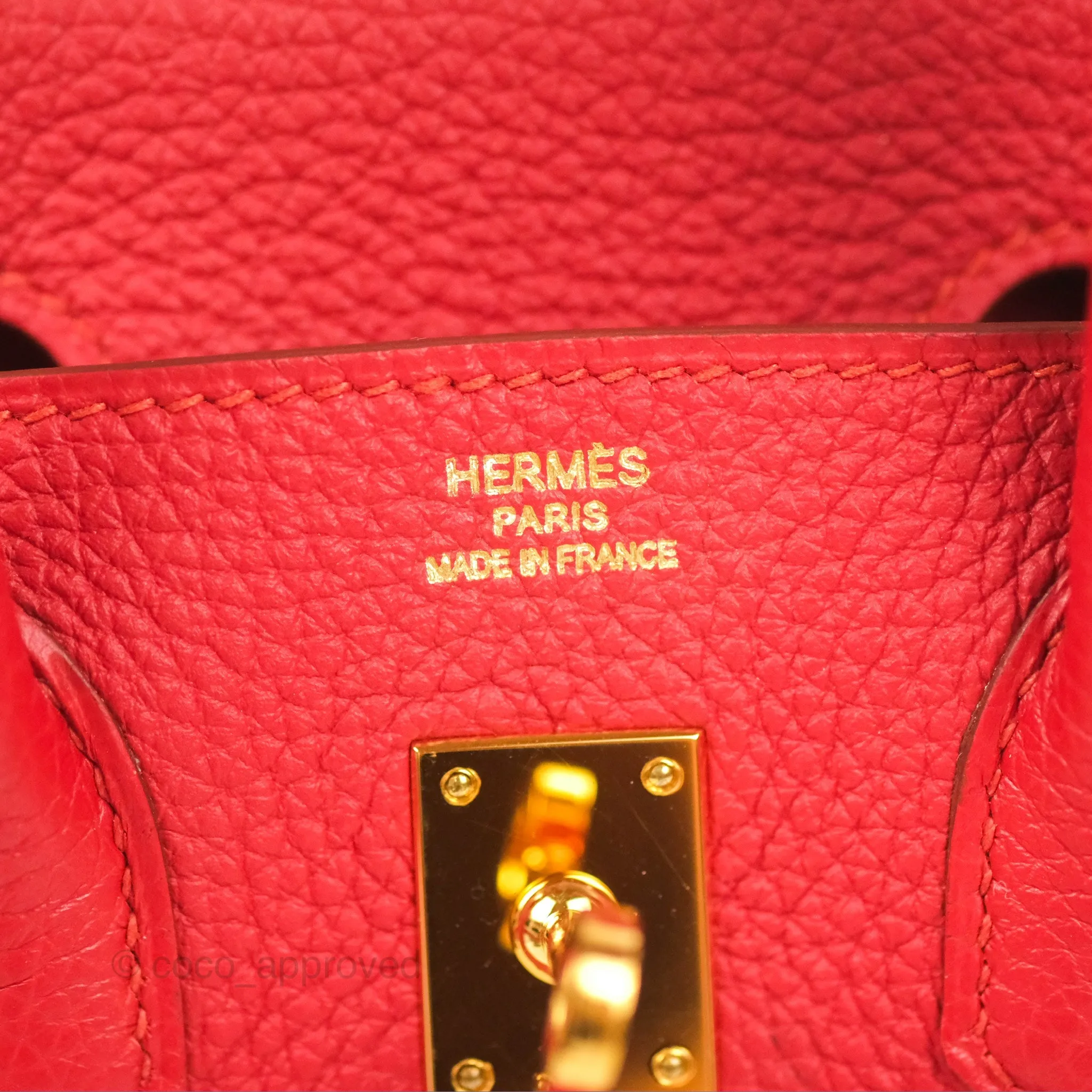 <DM/Email to purchase> Hermes Birkin 25 Togo Rouge Vermillon Gold Hardware