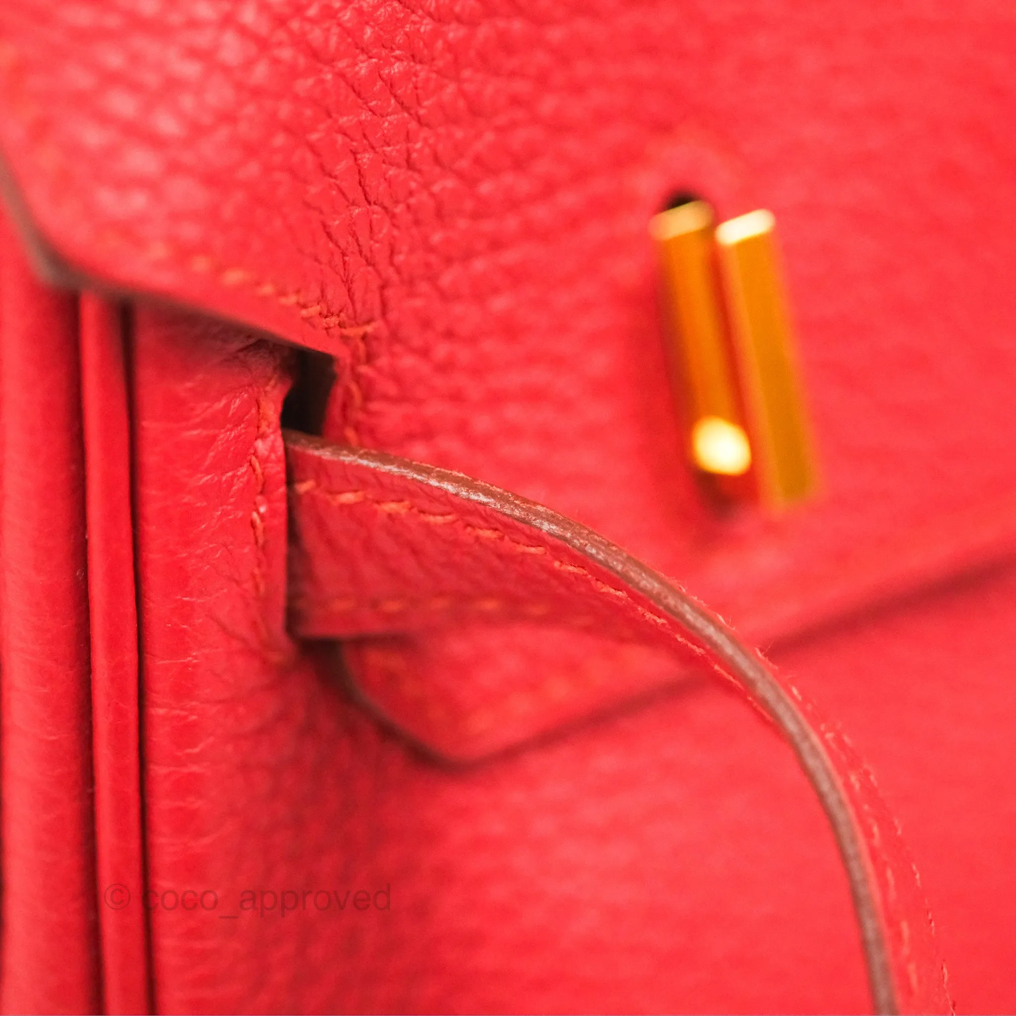 <DM/Email to purchase> Hermes Birkin 25 Togo Rouge Vermillon Gold Hardware