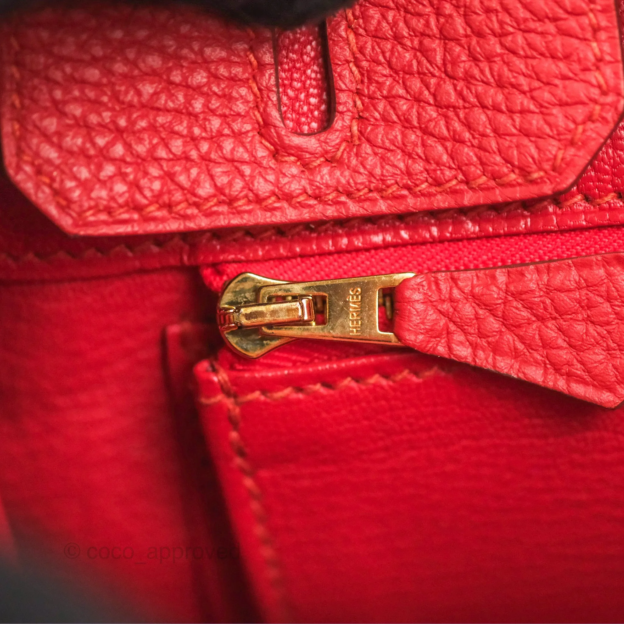 <DM/Email to purchase> Hermes Birkin 25 Togo Rouge Vermillon Gold Hardware