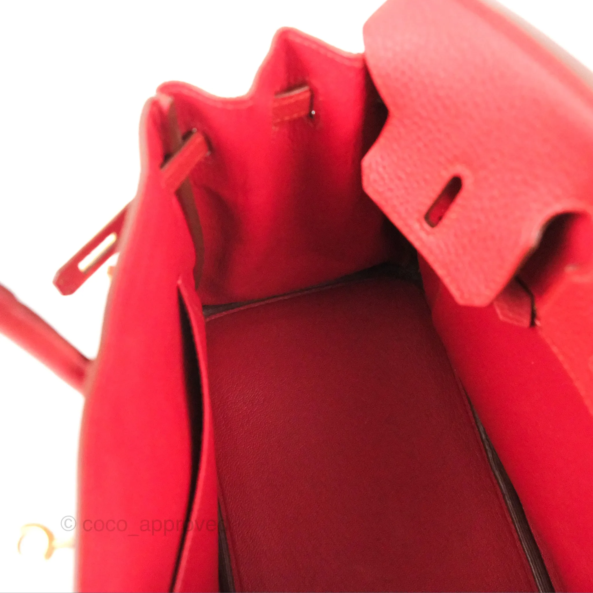 <DM/Email to purchase> Hermes Birkin 25 Togo Rouge Vermillon Gold Hardware