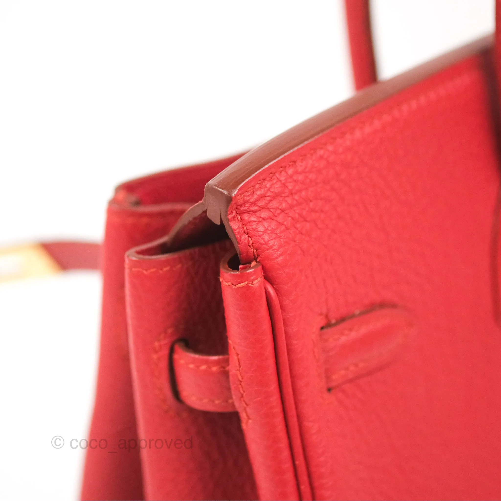 <DM/Email to purchase> Hermes Birkin 25 Togo Rouge Vermillon Gold Hardware