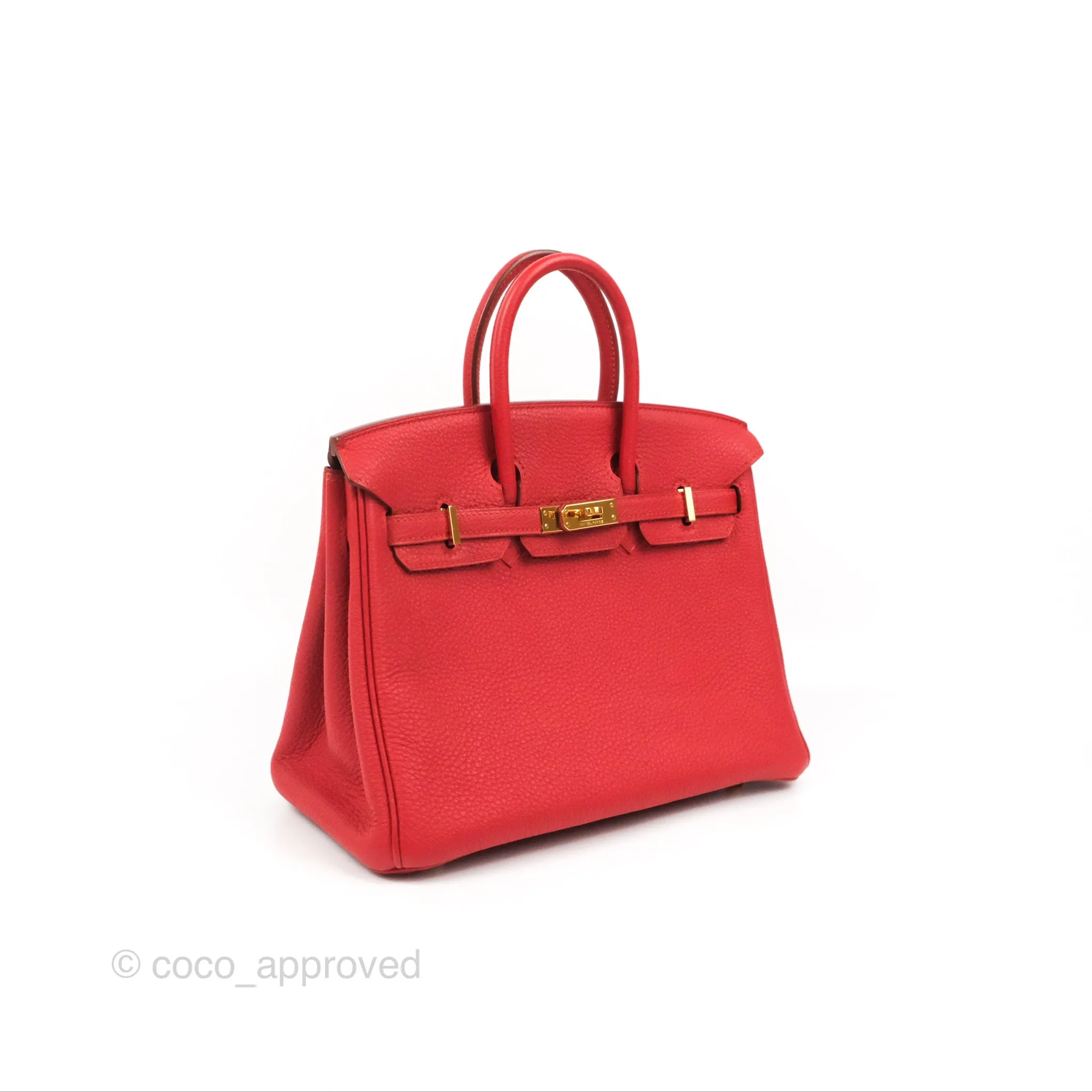 <DM/Email to purchase> Hermes Birkin 25 Togo Rouge Vermillon Gold Hardware