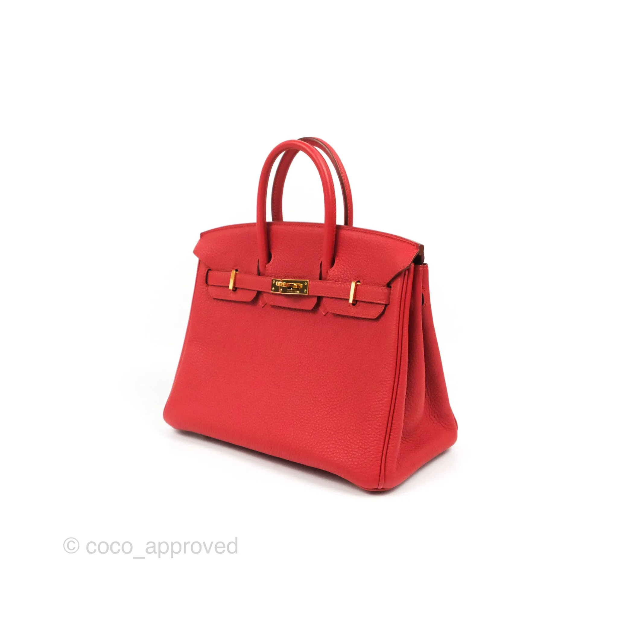 <DM/Email to purchase> Hermes Birkin 25 Togo Rouge Vermillon Gold Hardware