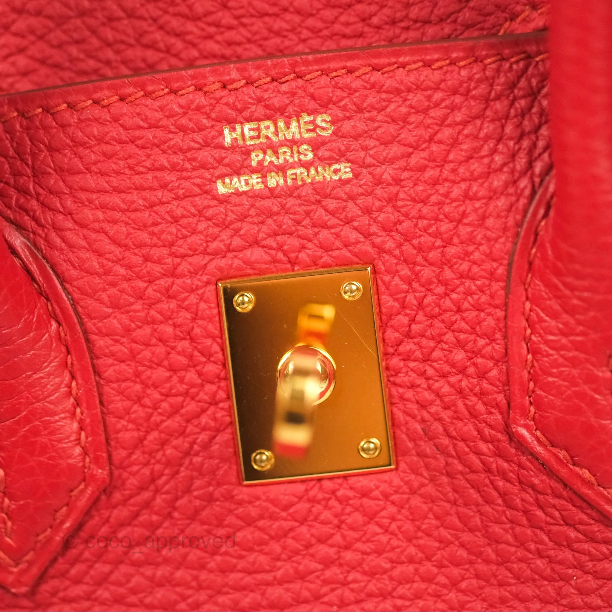 <DM/Email to purchase> Hermes Birkin 25 Togo Rouge Vermillon Gold Hardware