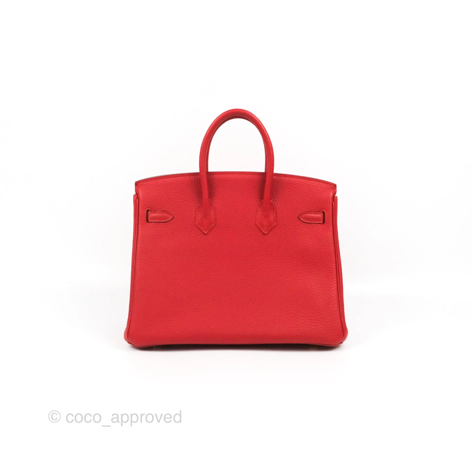 <DM/Email to purchase> Hermes Birkin 25 Togo Rouge Vermillon Gold Hardware