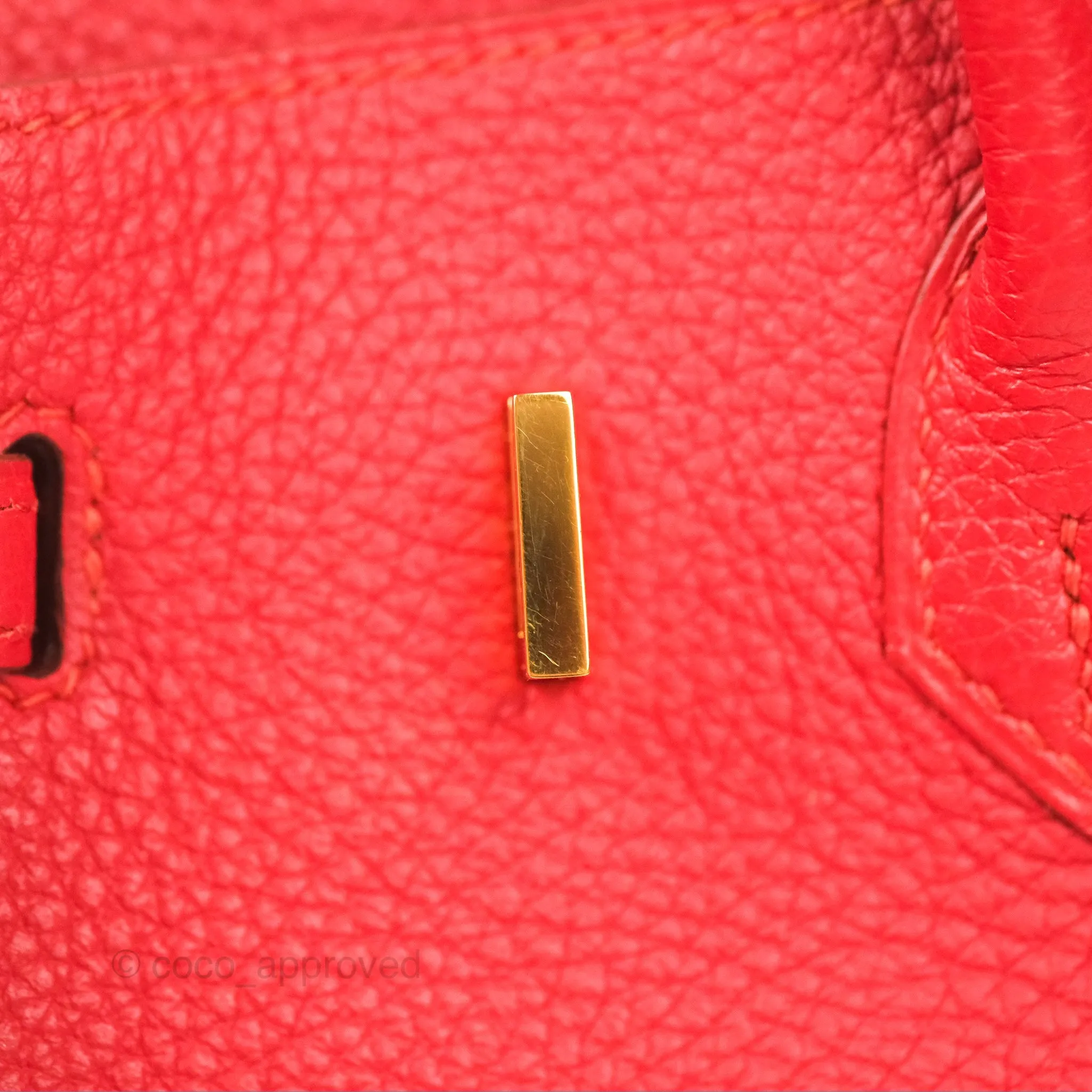 <DM/Email to purchase> Hermes Birkin 25 Togo Rouge Vermillon Gold Hardware