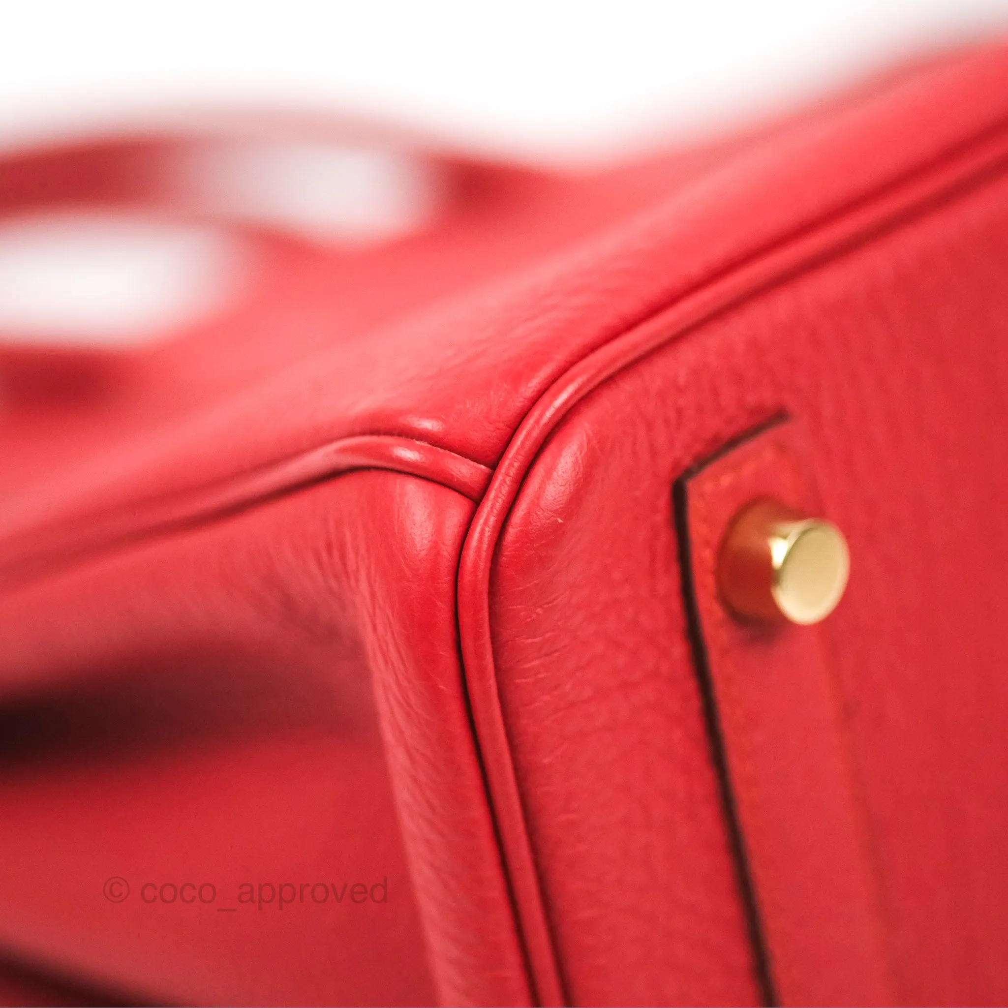 <DM/Email to purchase> Hermes Birkin 25 Togo Rouge Vermillon Gold Hardware