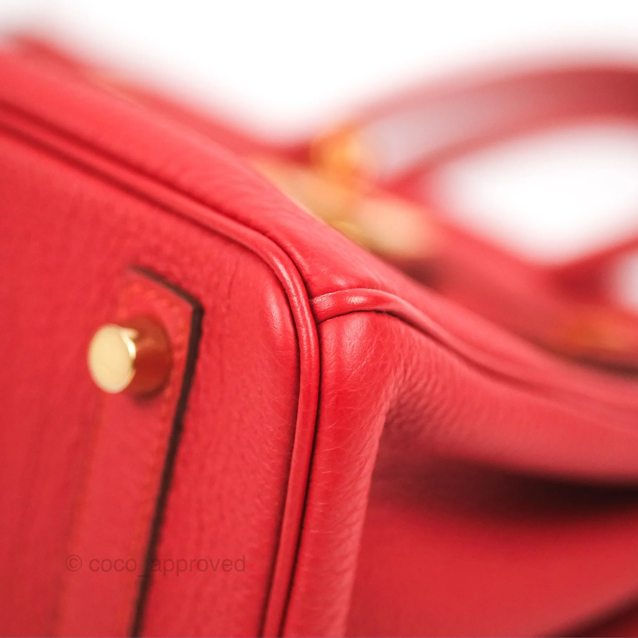 <DM/Email to purchase> Hermes Birkin 25 Togo Rouge Vermillon Gold Hardware