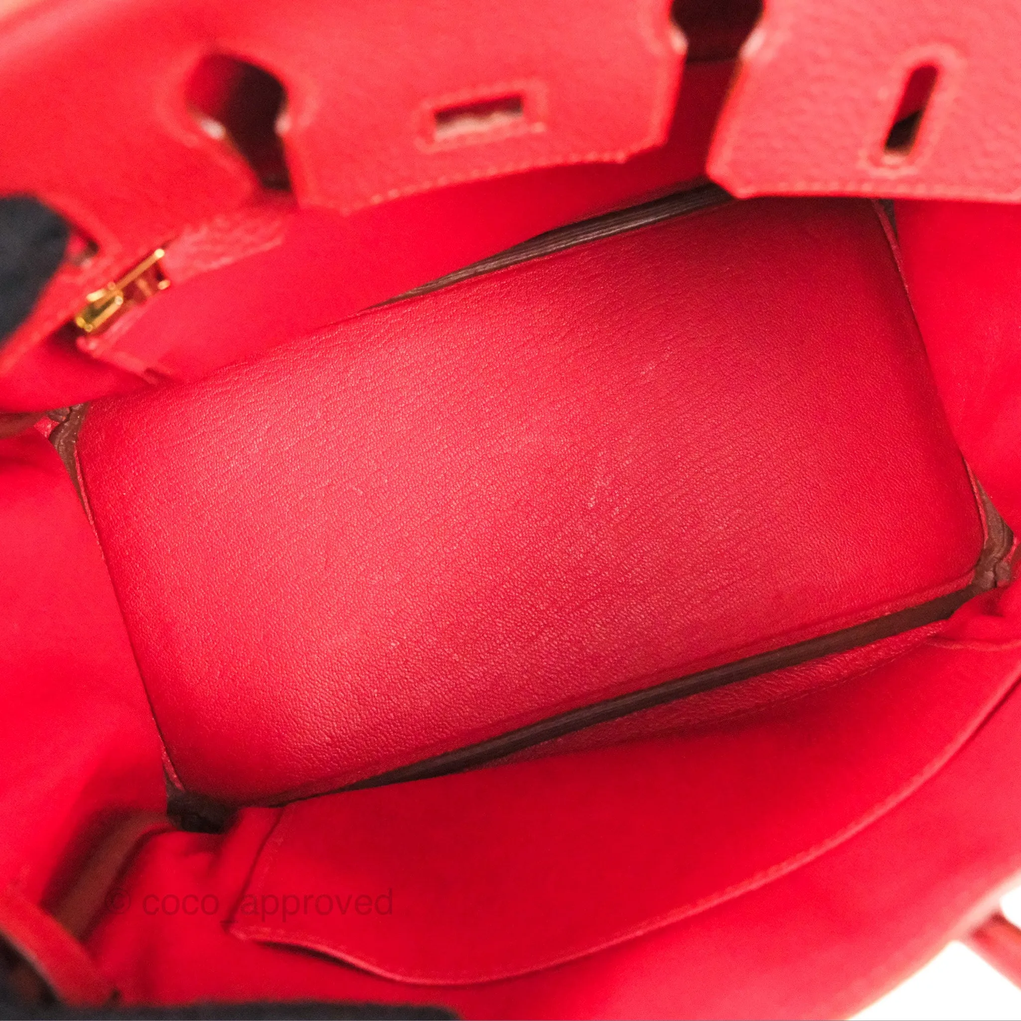 <DM/Email to purchase> Hermes Birkin 25 Togo Rouge Vermillon Gold Hardware