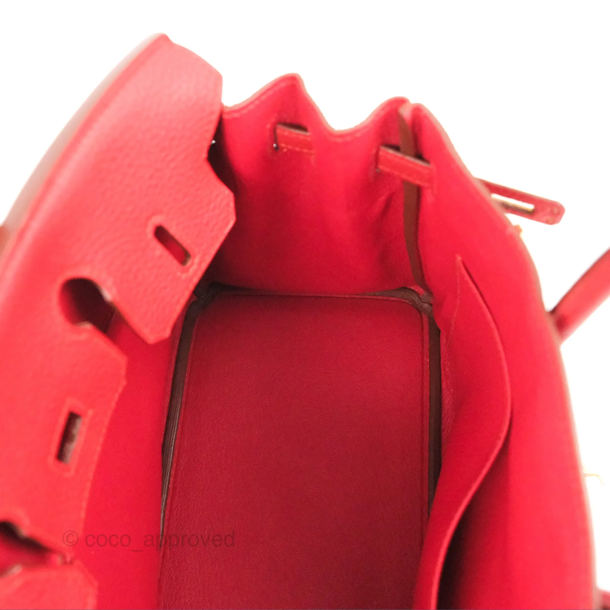 <DM/Email to purchase> Hermes Birkin 25 Togo Rouge Vermillon Gold Hardware