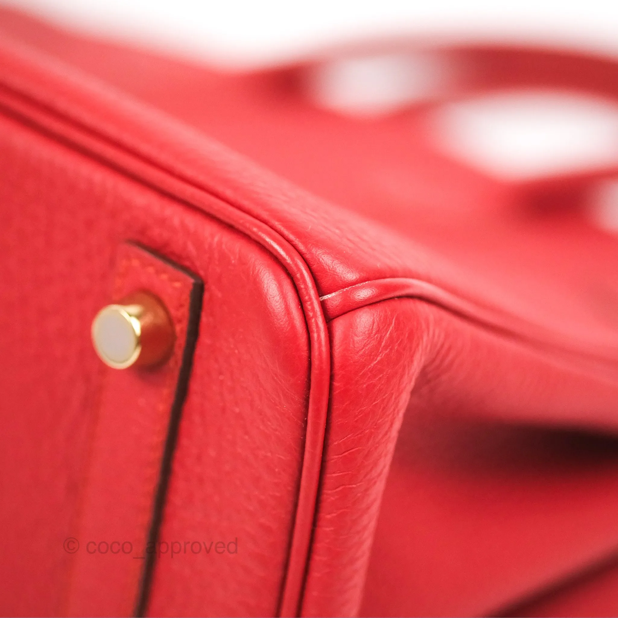 <DM/Email to purchase> Hermes Birkin 25 Togo Rouge Vermillon Gold Hardware