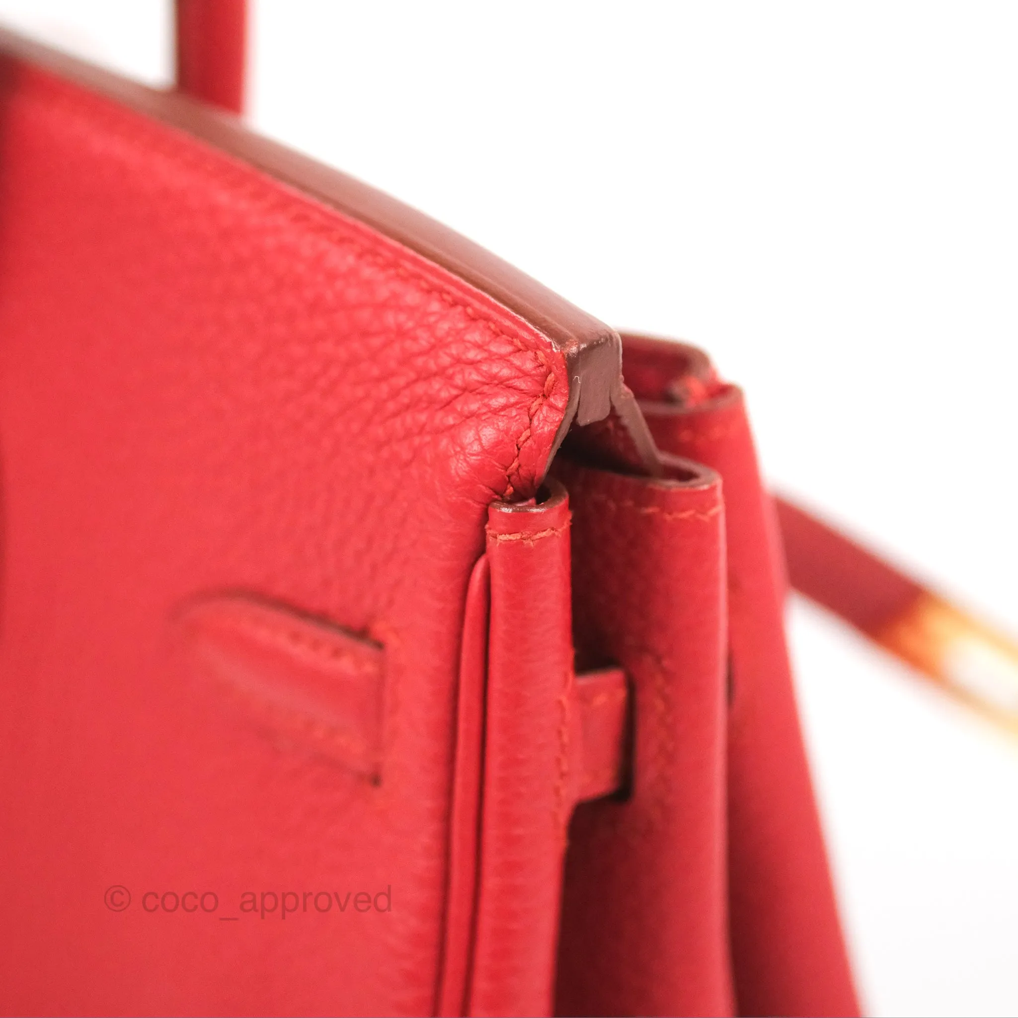 <DM/Email to purchase> Hermes Birkin 25 Togo Rouge Vermillon Gold Hardware