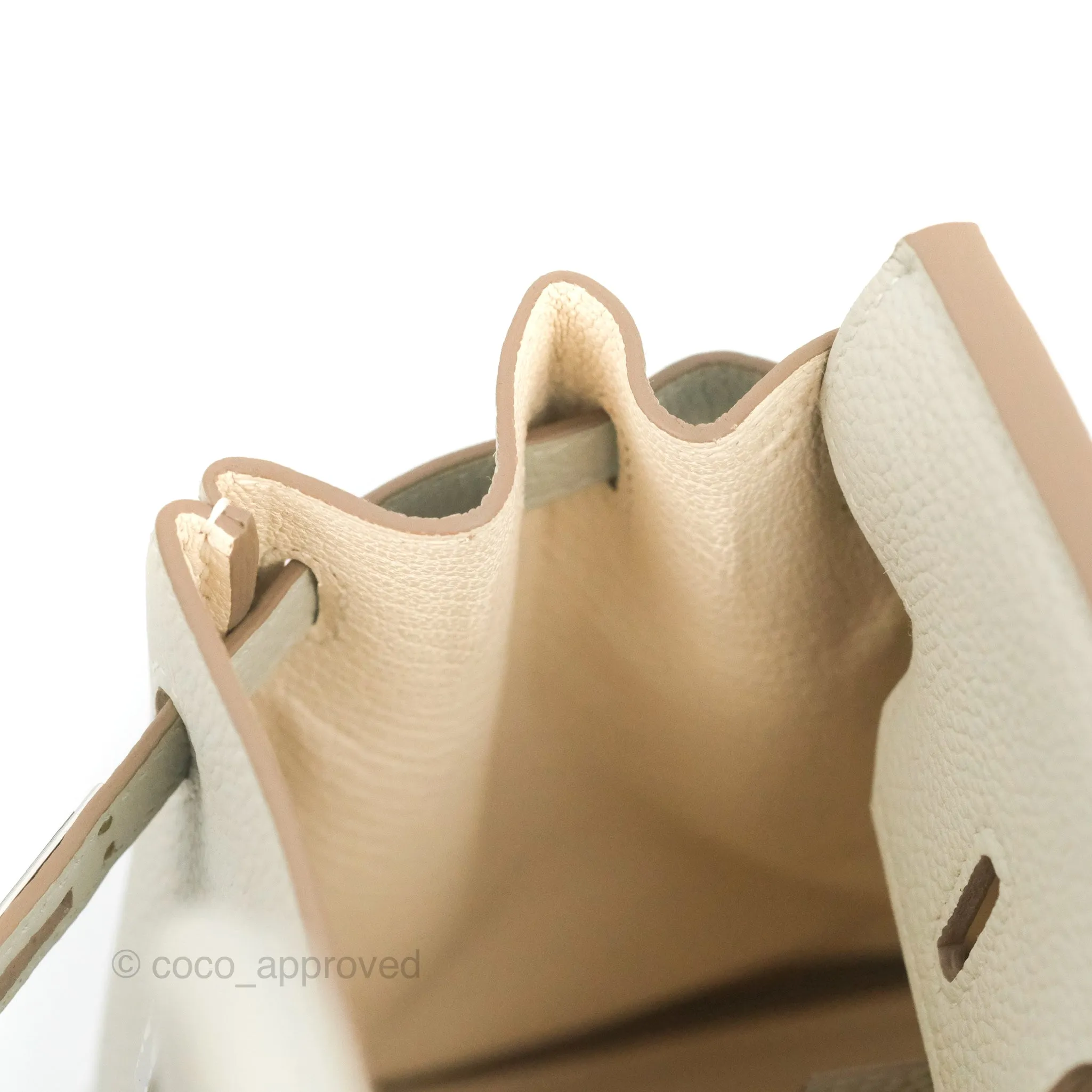 <DM/Email to purchase> Hermes Birkin 25 Verso Perle/Nata Togo Palladium Hardware