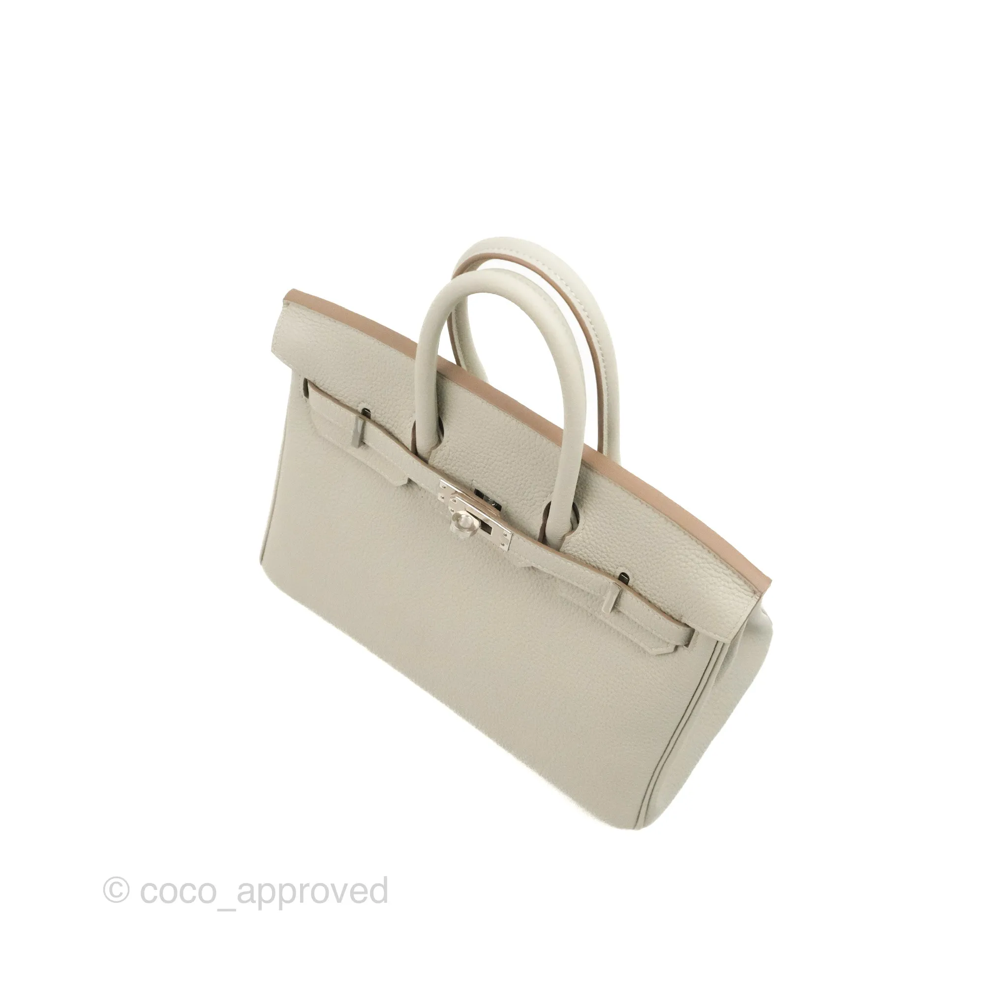 <DM/Email to purchase> Hermes Birkin 25 Verso Perle/Nata Togo Palladium Hardware
