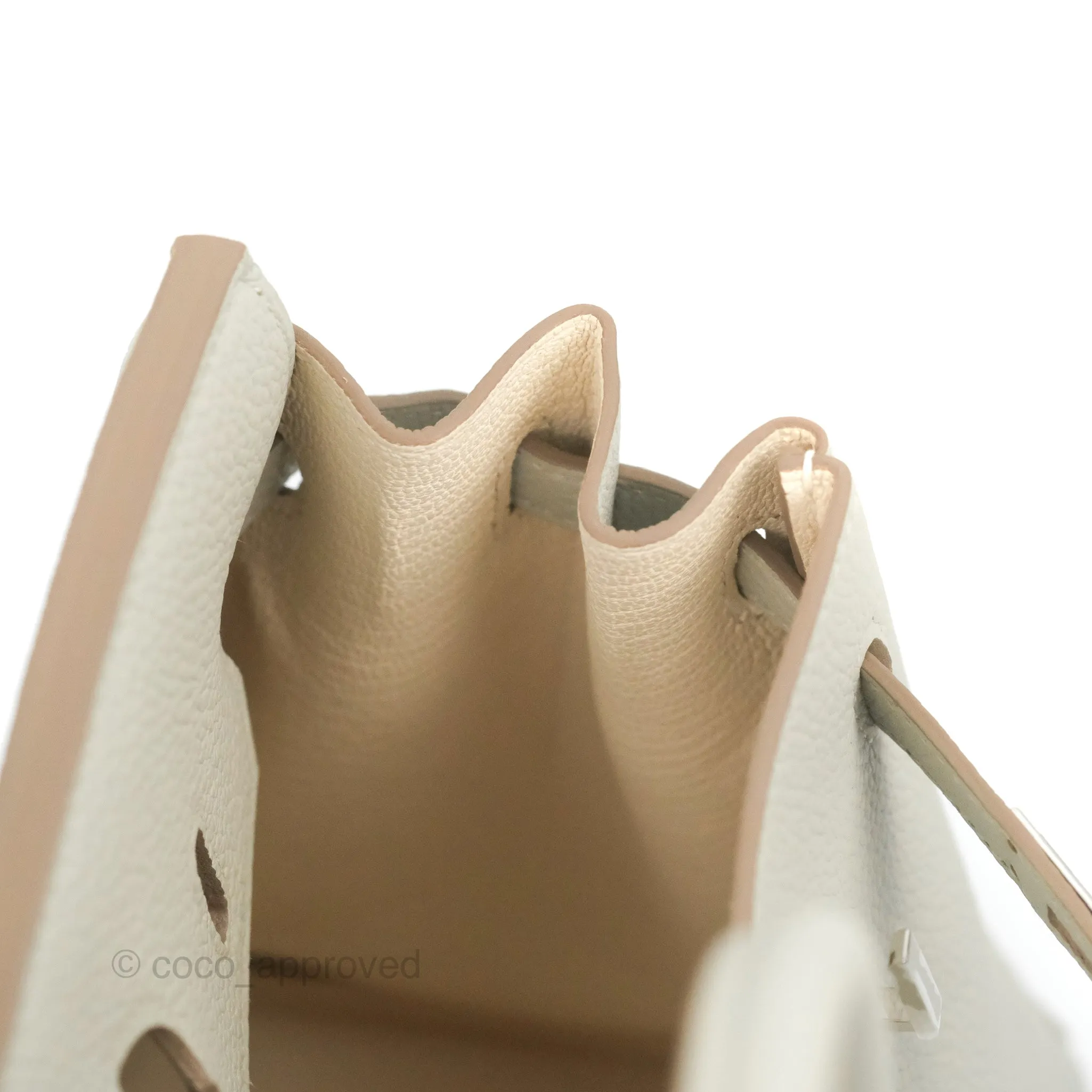<DM/Email to purchase> Hermes Birkin 25 Verso Perle/Nata Togo Palladium Hardware