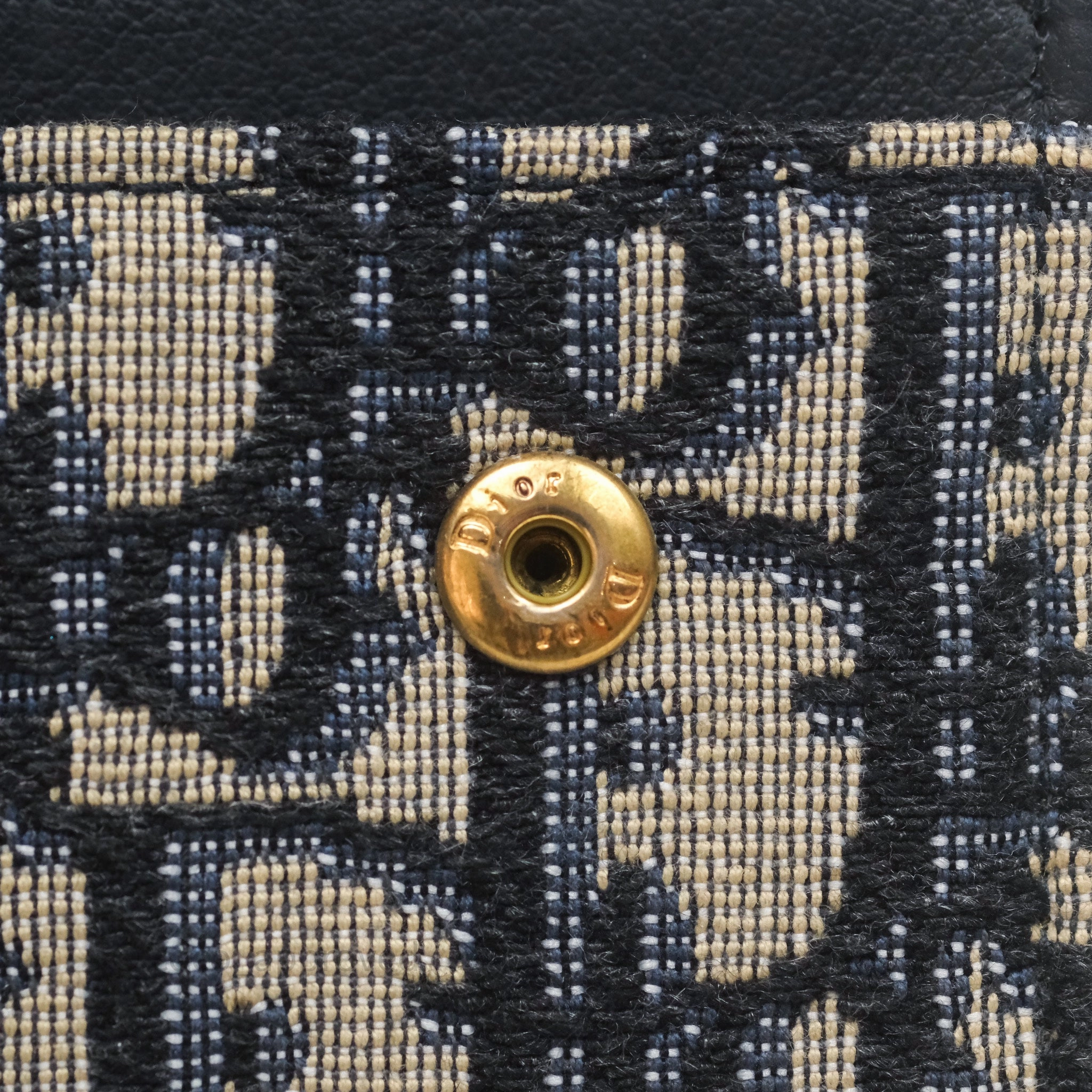 Small Saddle Pouch Wallet with Chain Blue Dior Oblique Jacquard
