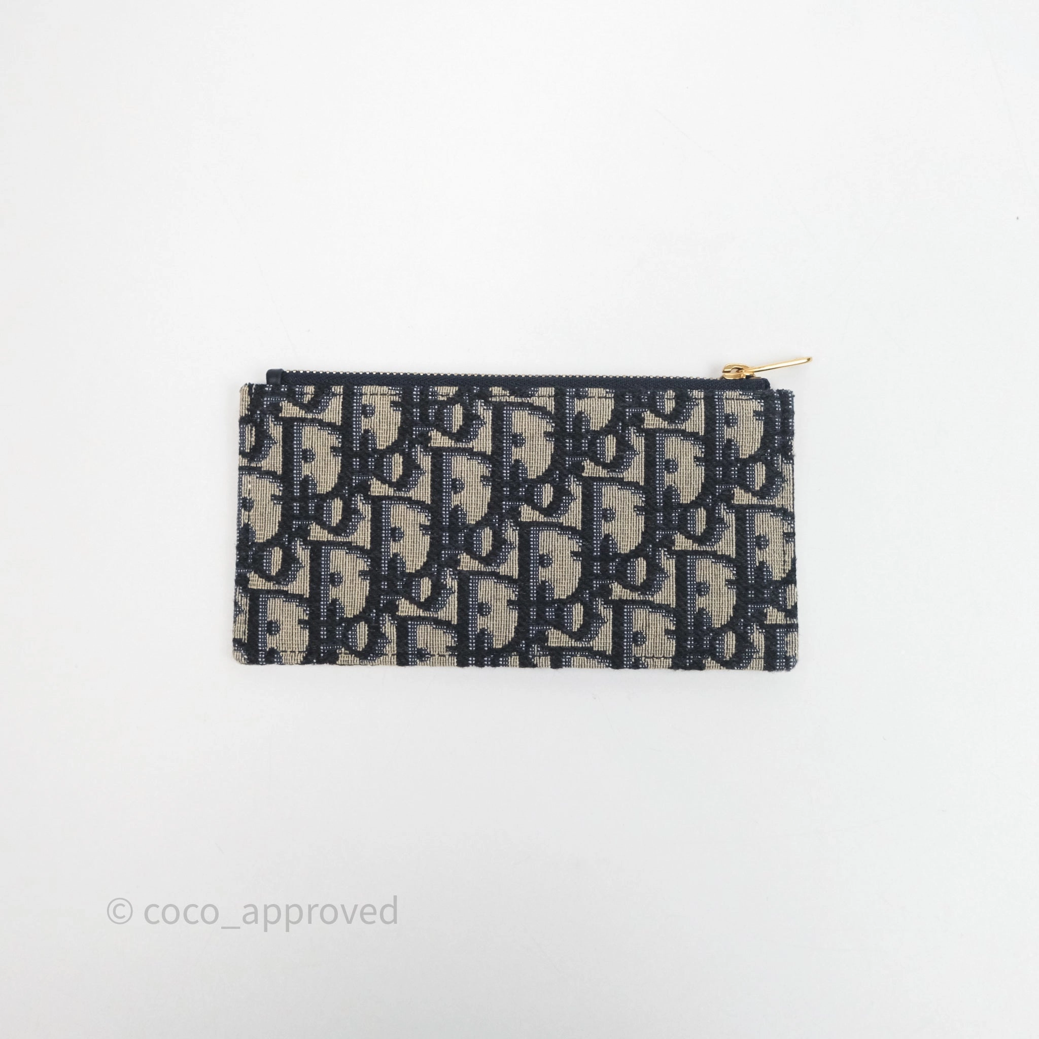 Small Saddle Pouch Wallet with Chain Blue Dior Oblique Jacquard