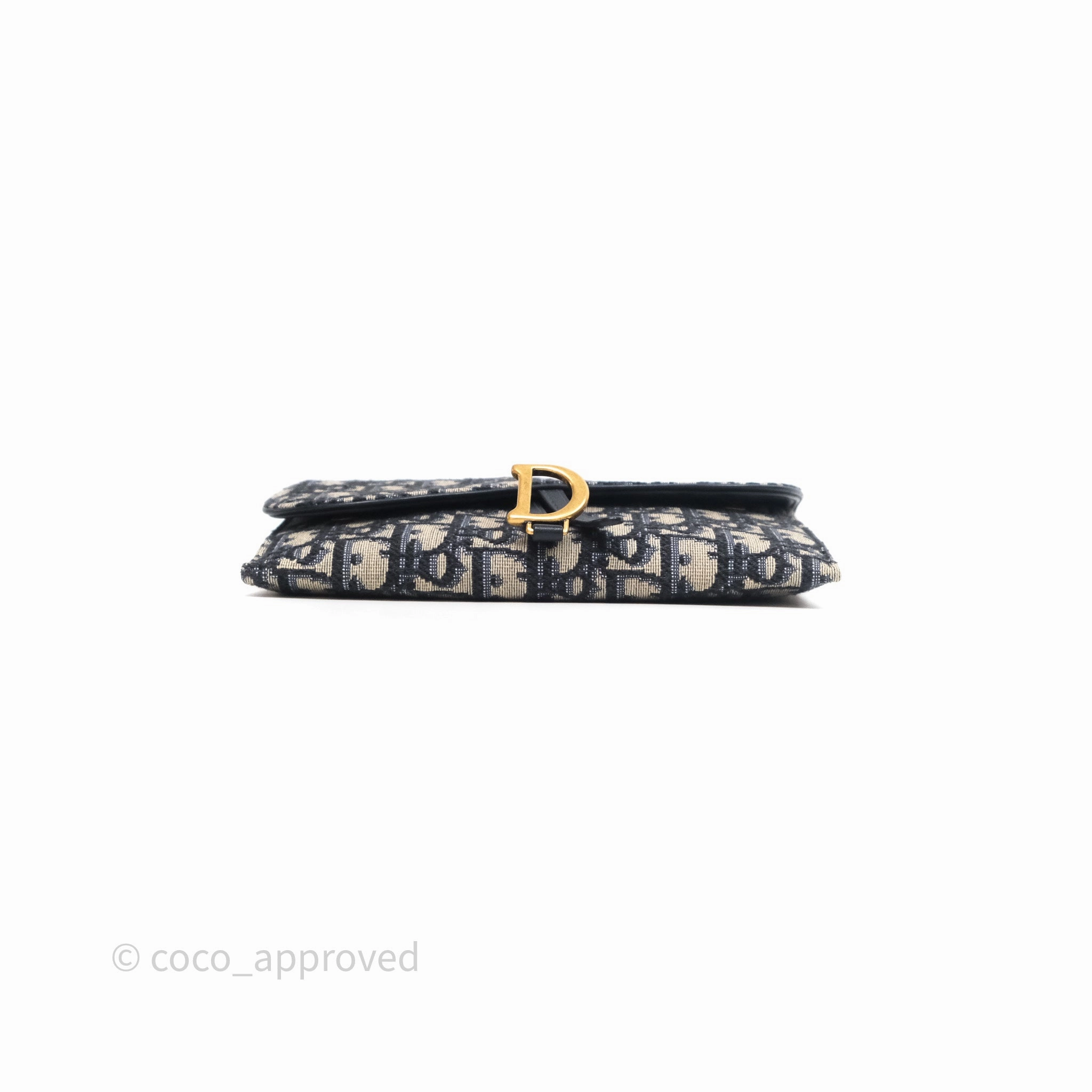 Small Saddle Pouch Wallet with Chain Blue Dior Oblique Jacquard