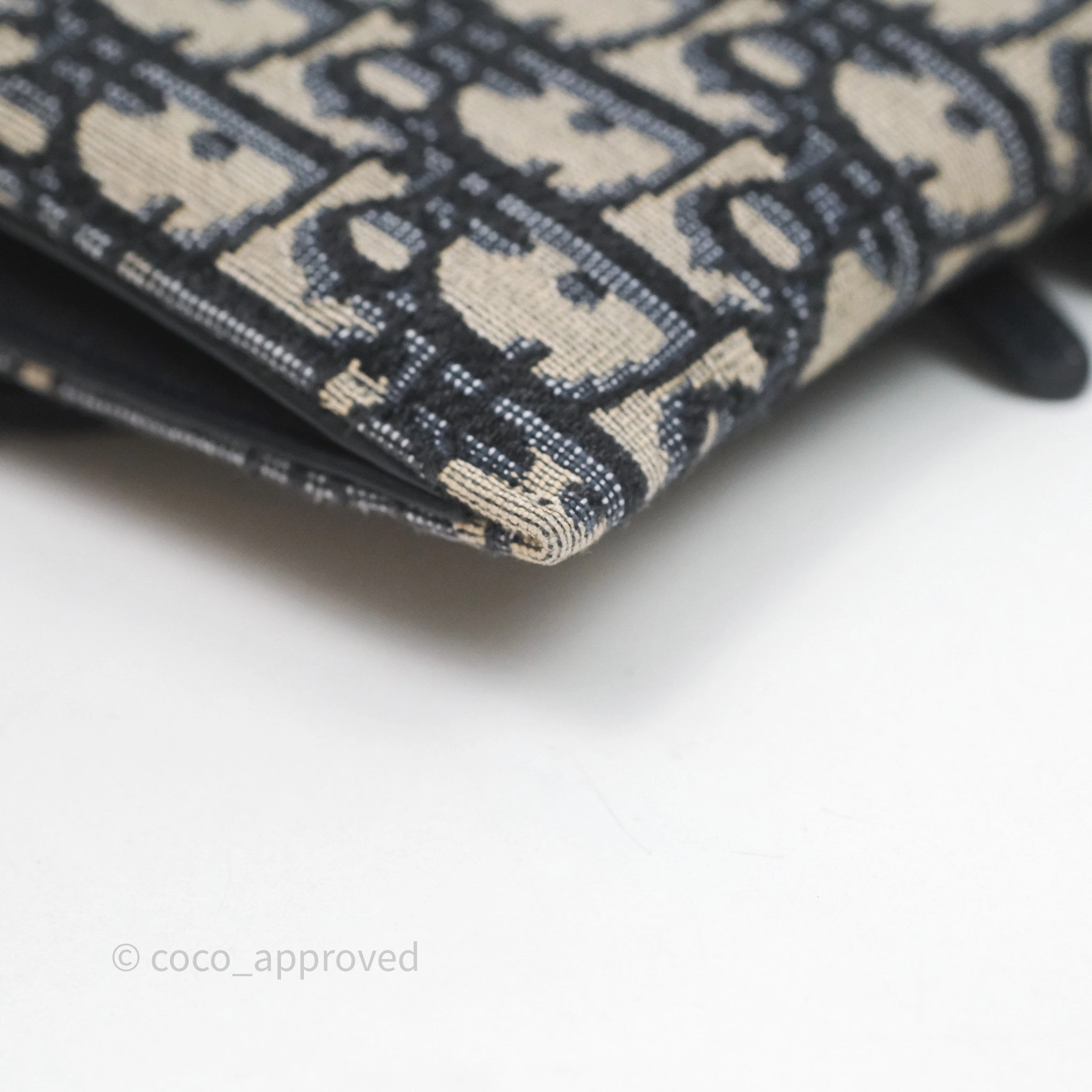 Small Saddle Pouch Wallet with Chain Blue Dior Oblique Jacquard