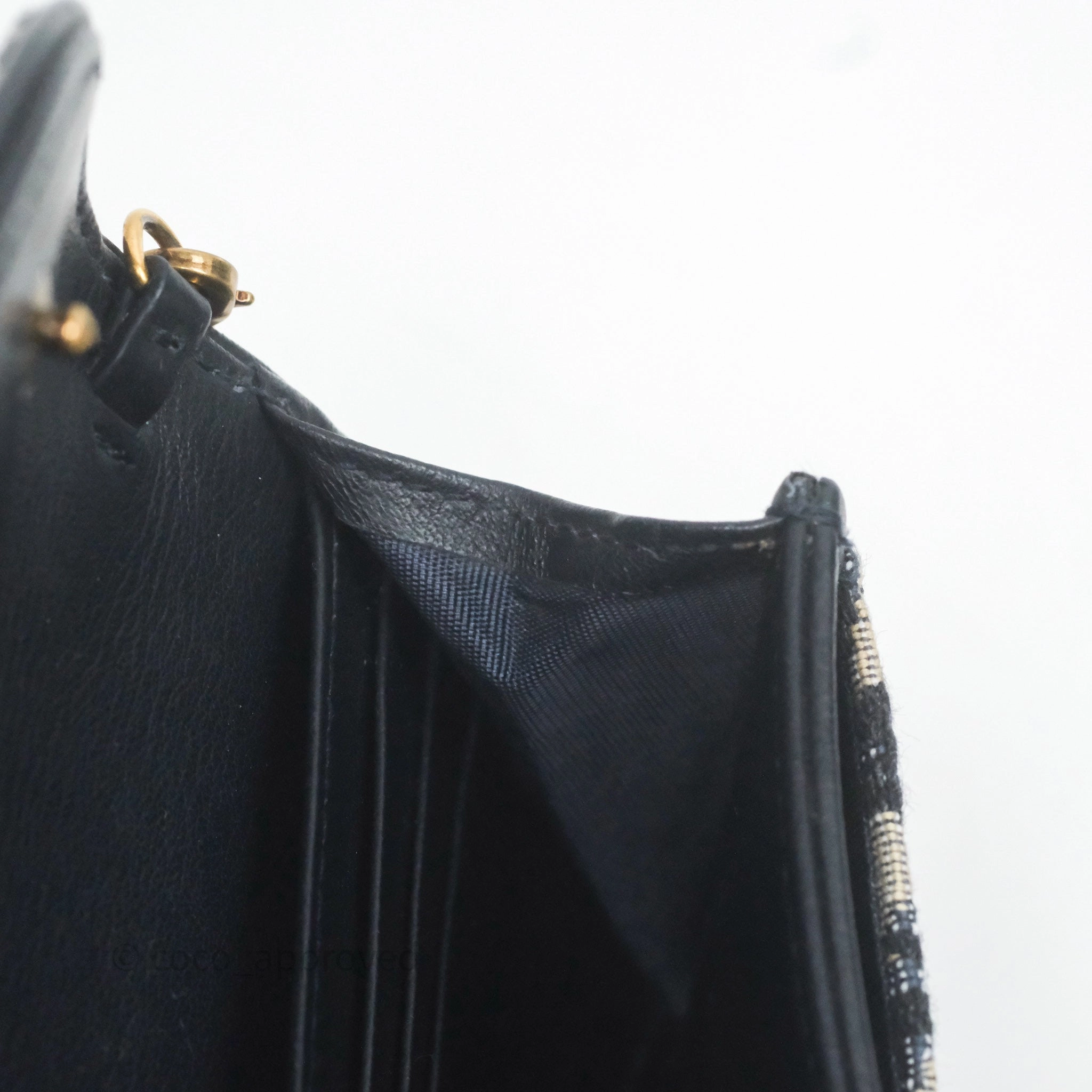 Small Saddle Pouch Wallet with Chain Blue Dior Oblique Jacquard