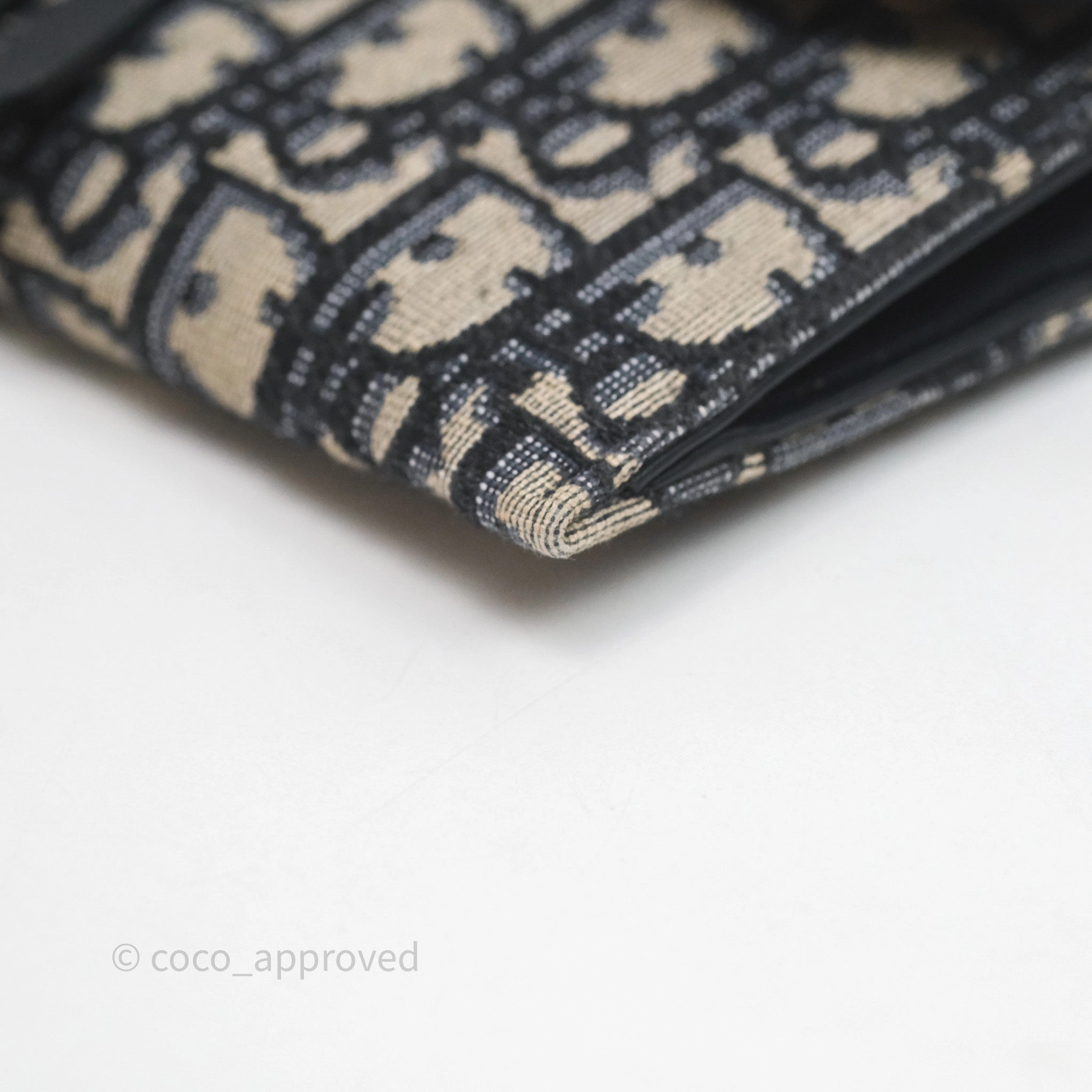 Small Saddle Pouch Wallet with Chain Blue Dior Oblique Jacquard
