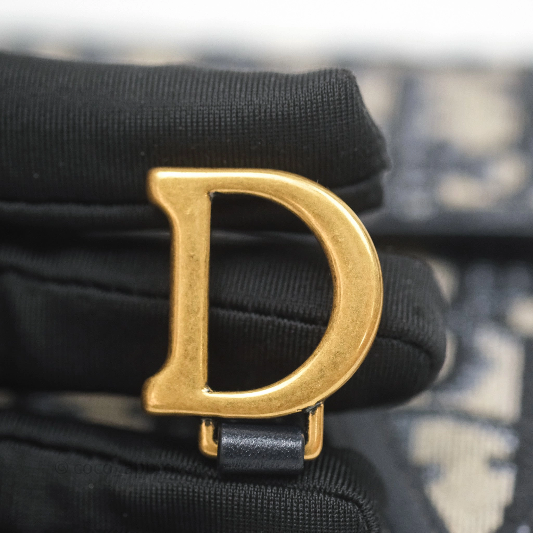 Small Saddle Pouch Wallet with Chain Blue Dior Oblique Jacquard