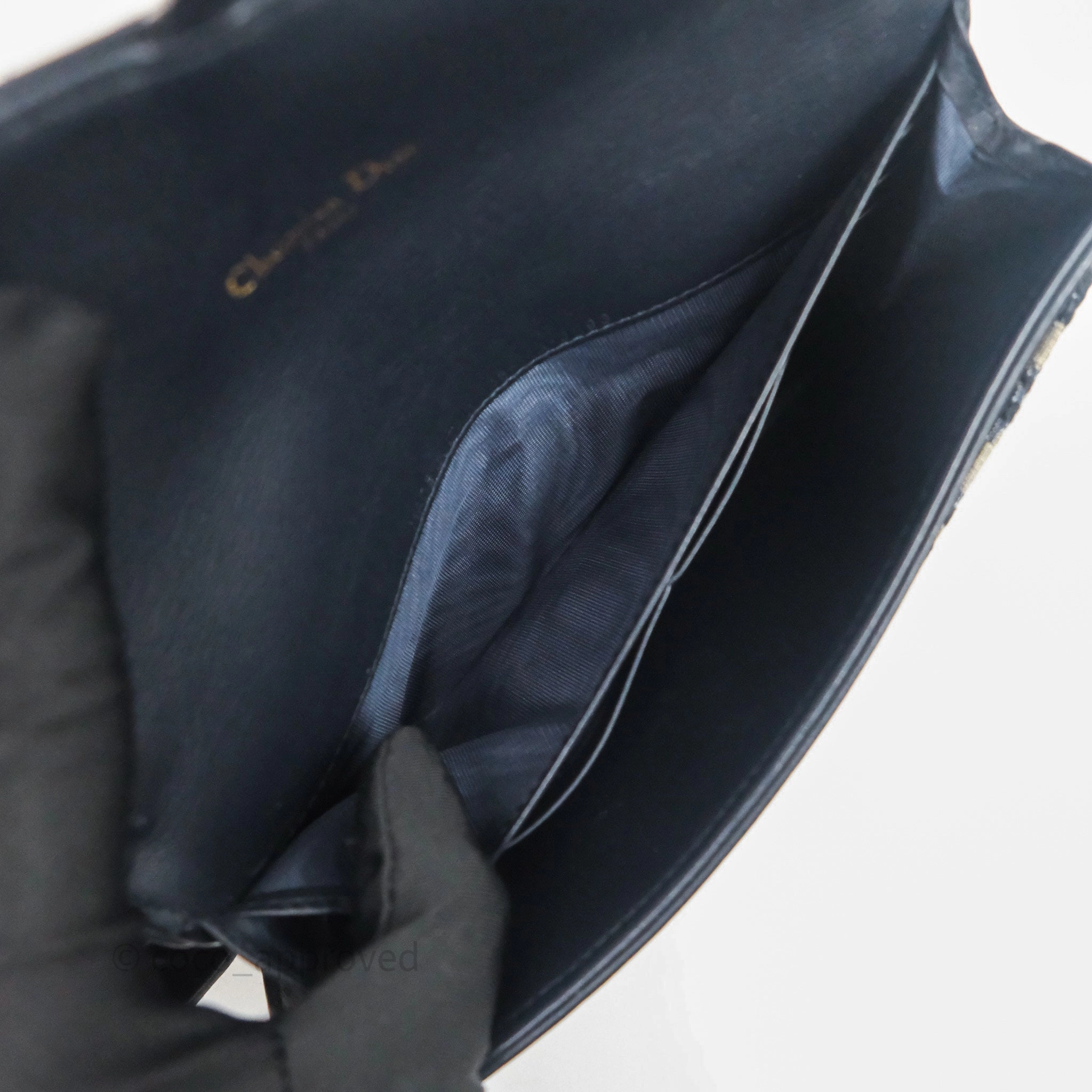 Small Saddle Pouch Wallet with Chain Blue Dior Oblique Jacquard