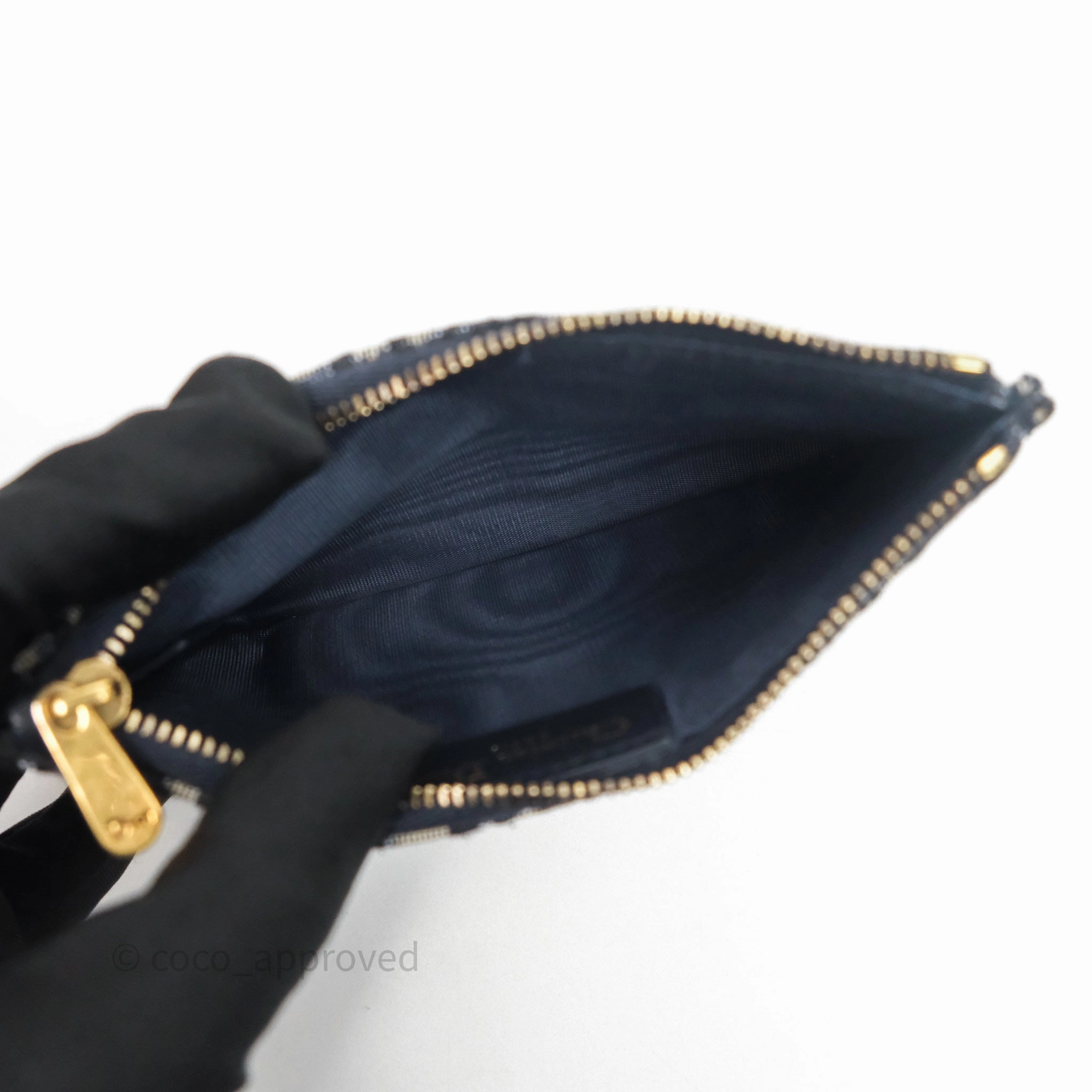 Small Saddle Pouch Wallet with Chain Blue Dior Oblique Jacquard