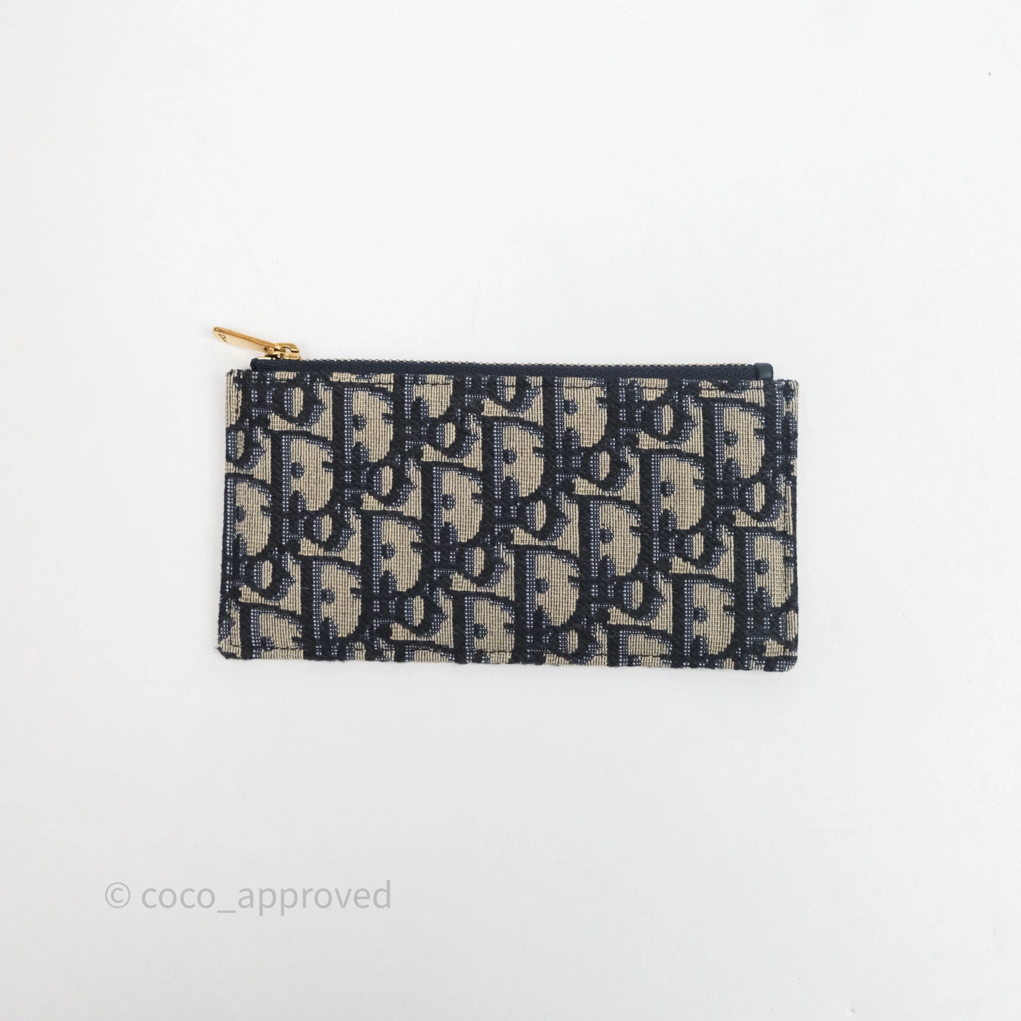 Small Saddle Pouch Wallet with Chain Blue Dior Oblique Jacquard