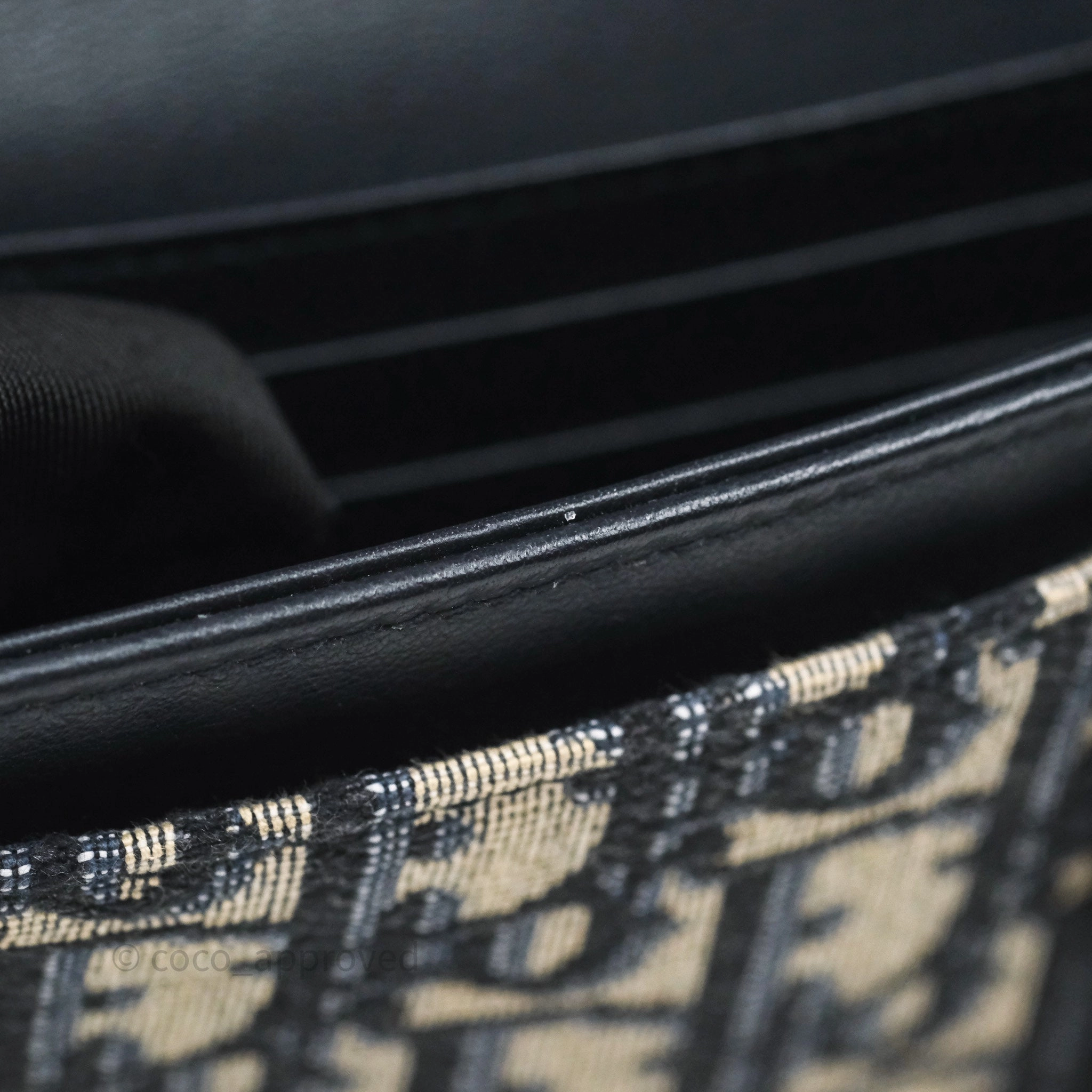 Small Saddle Pouch Wallet with Chain Blue Dior Oblique Jacquard