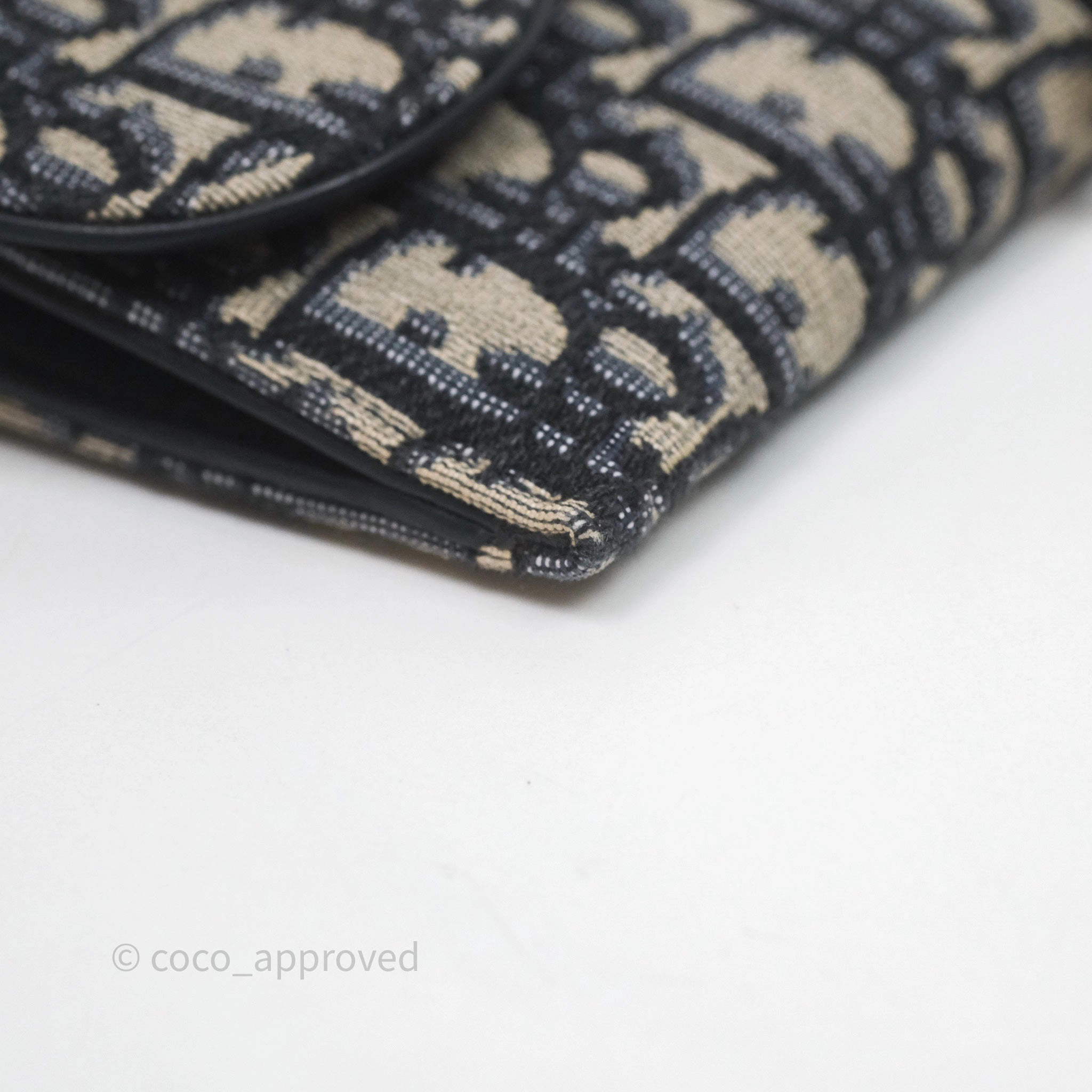 Small Saddle Pouch Wallet with Chain Blue Dior Oblique Jacquard