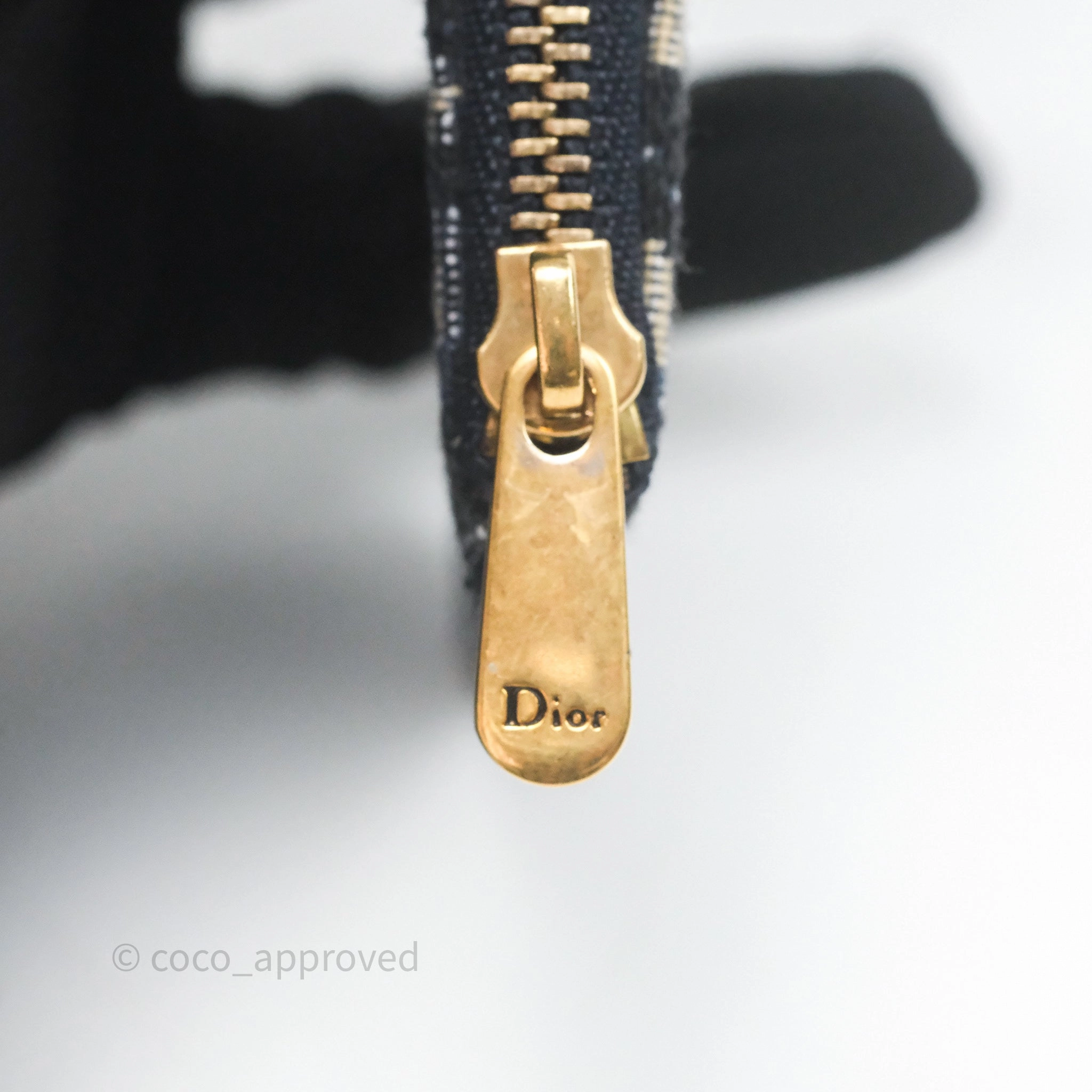 Small Saddle Pouch Wallet with Chain Blue Dior Oblique Jacquard