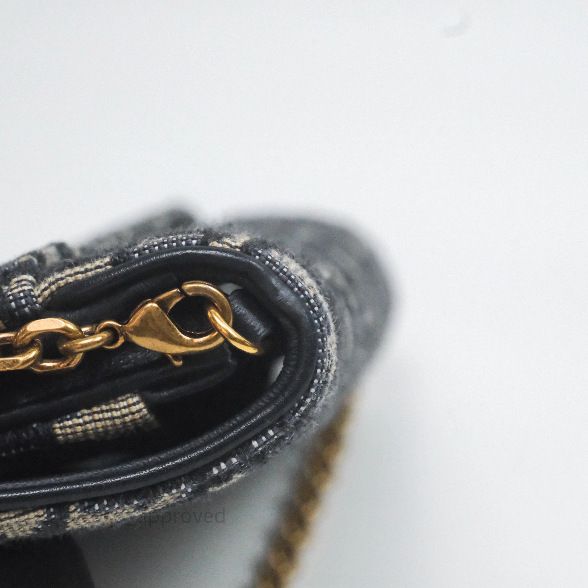 Small Saddle Pouch Wallet with Chain Blue Dior Oblique Jacquard