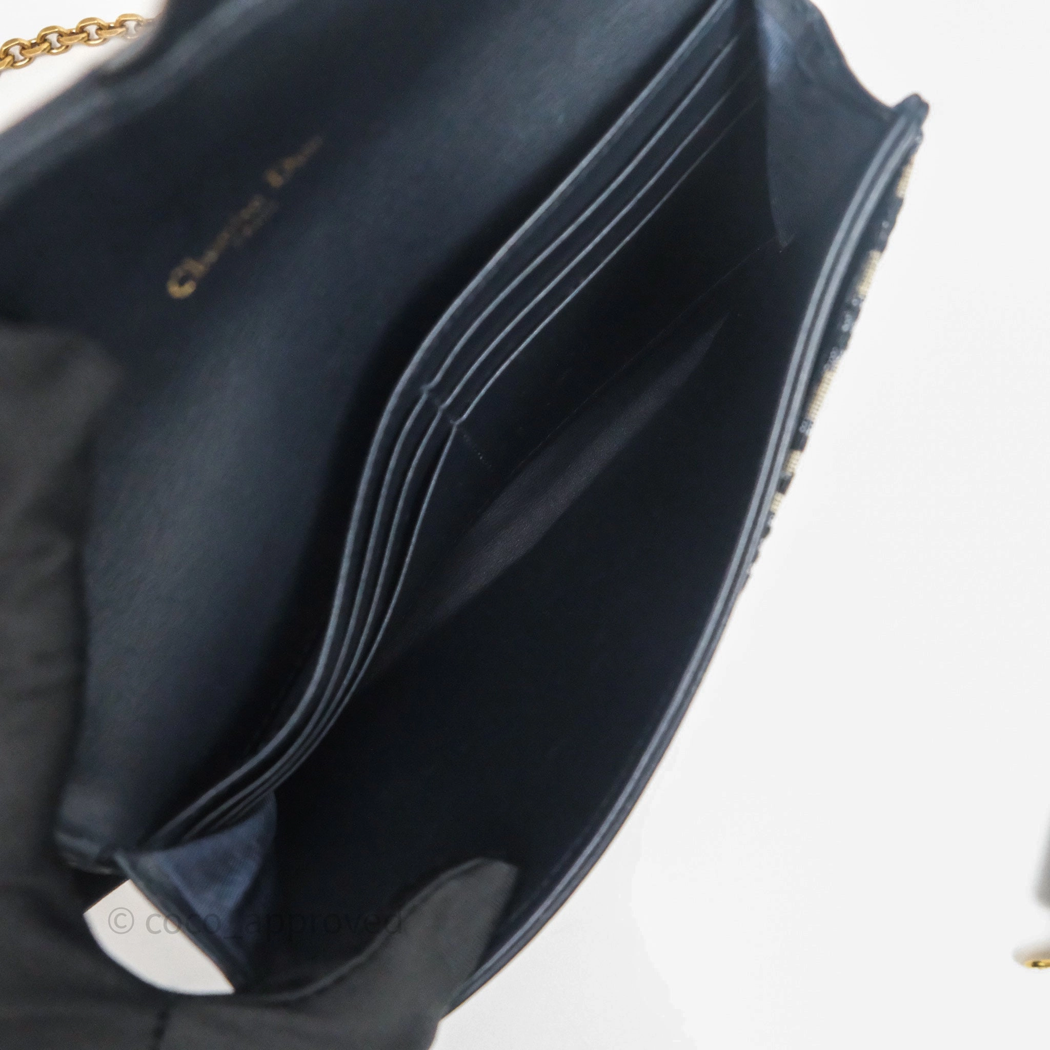 Small Saddle Pouch Wallet with Chain Blue Dior Oblique Jacquard