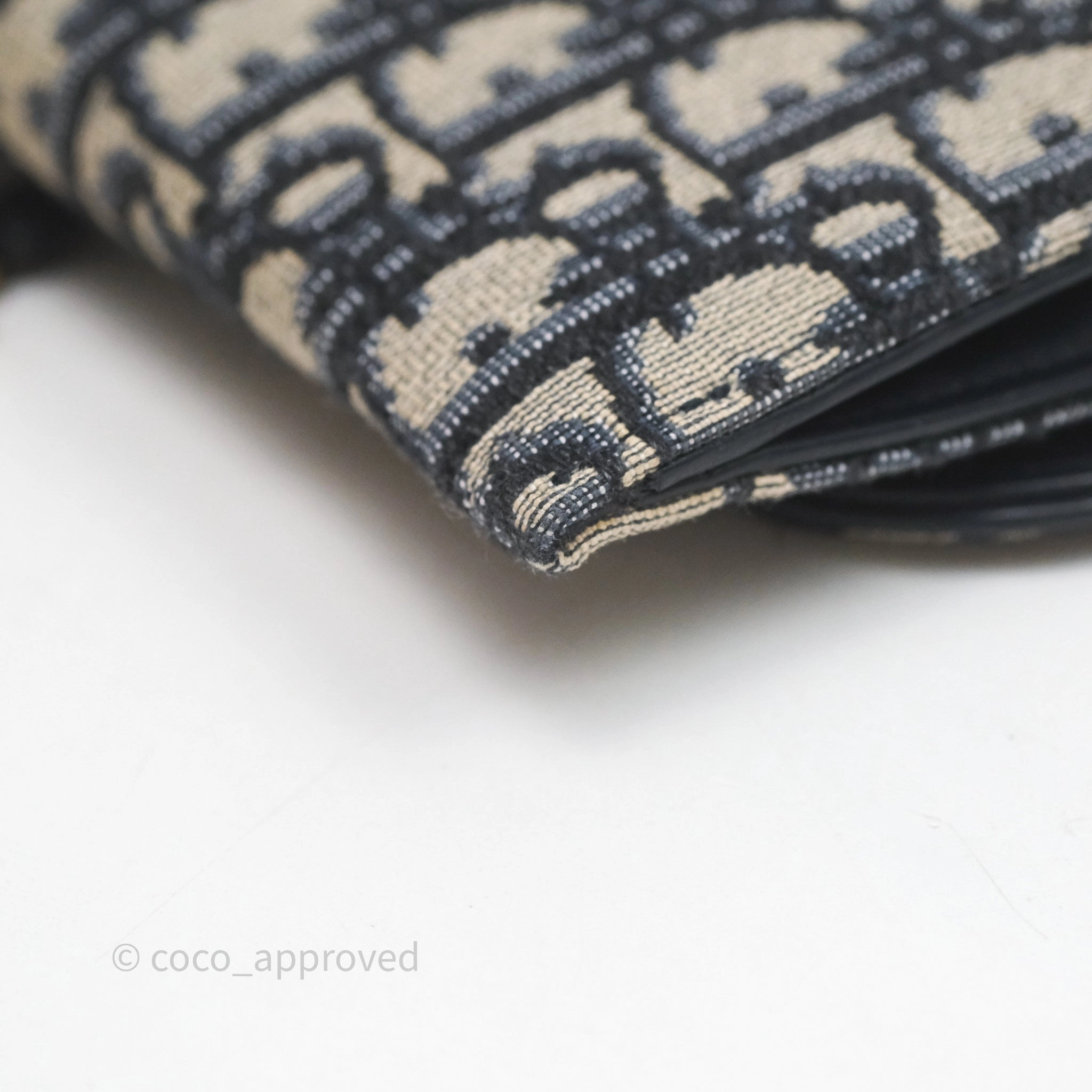 Small Saddle Pouch Wallet with Chain Blue Dior Oblique Jacquard