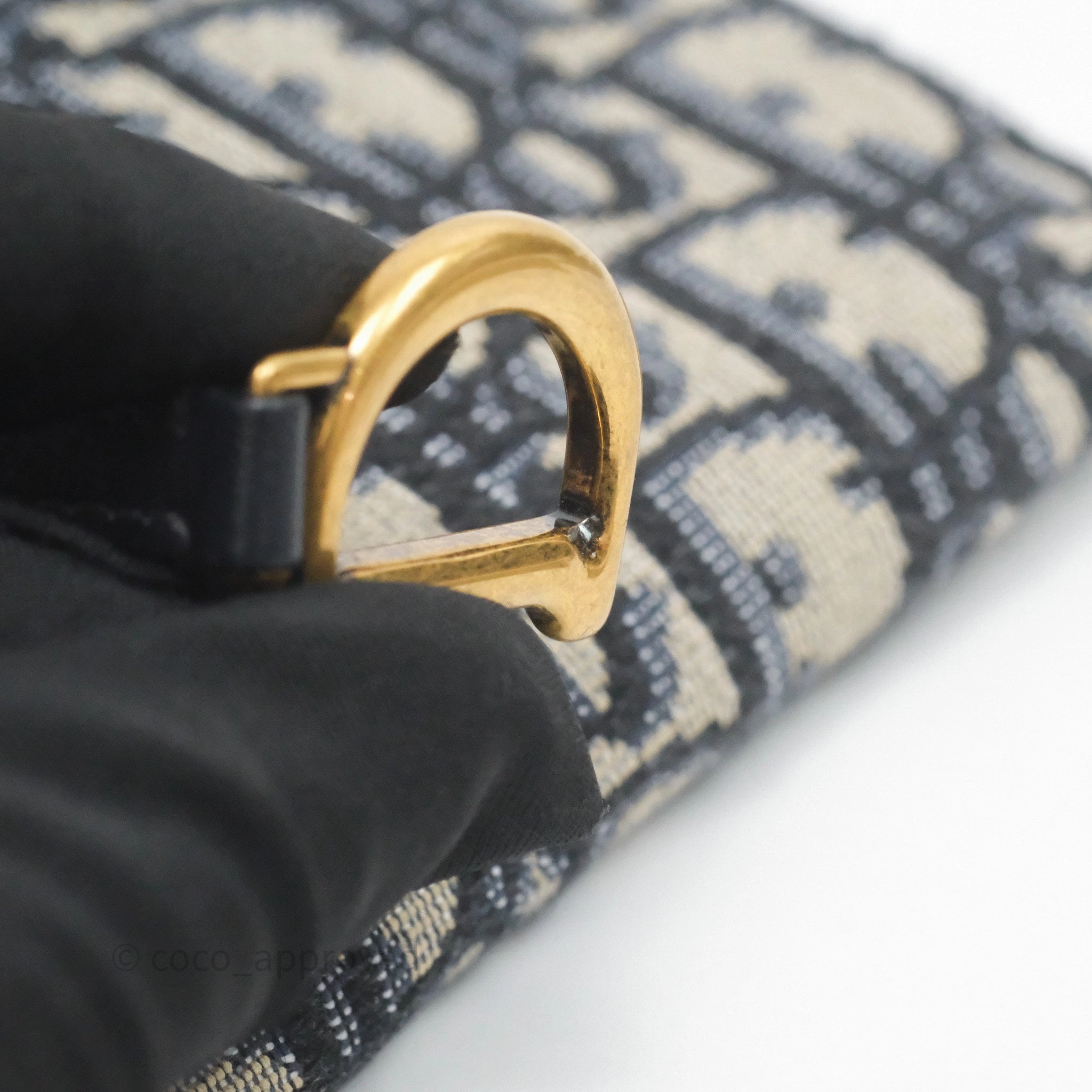Small Saddle Pouch Wallet with Chain Blue Dior Oblique Jacquard